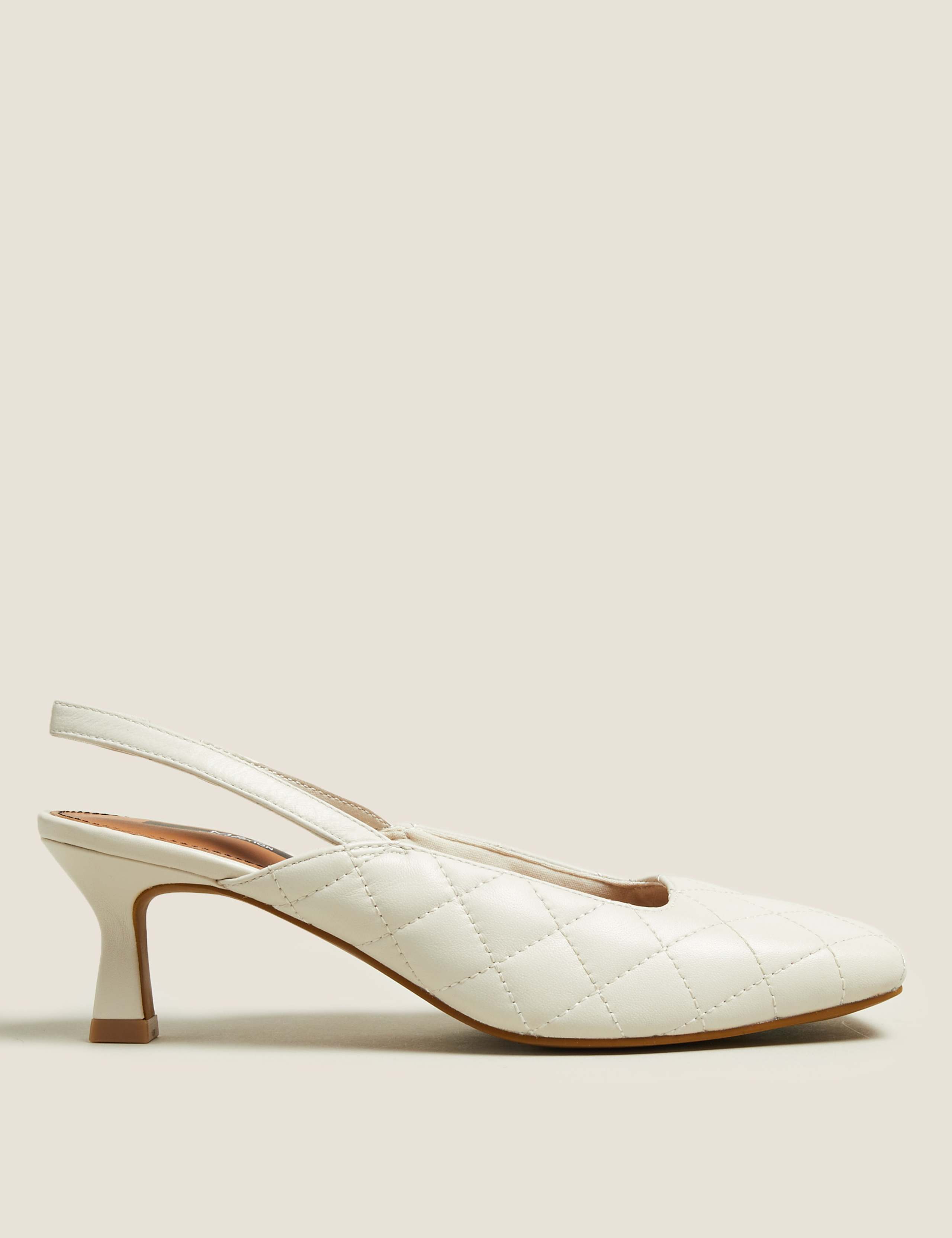 Leather Quilted Square Toe Slingback Shoes 5 of 5