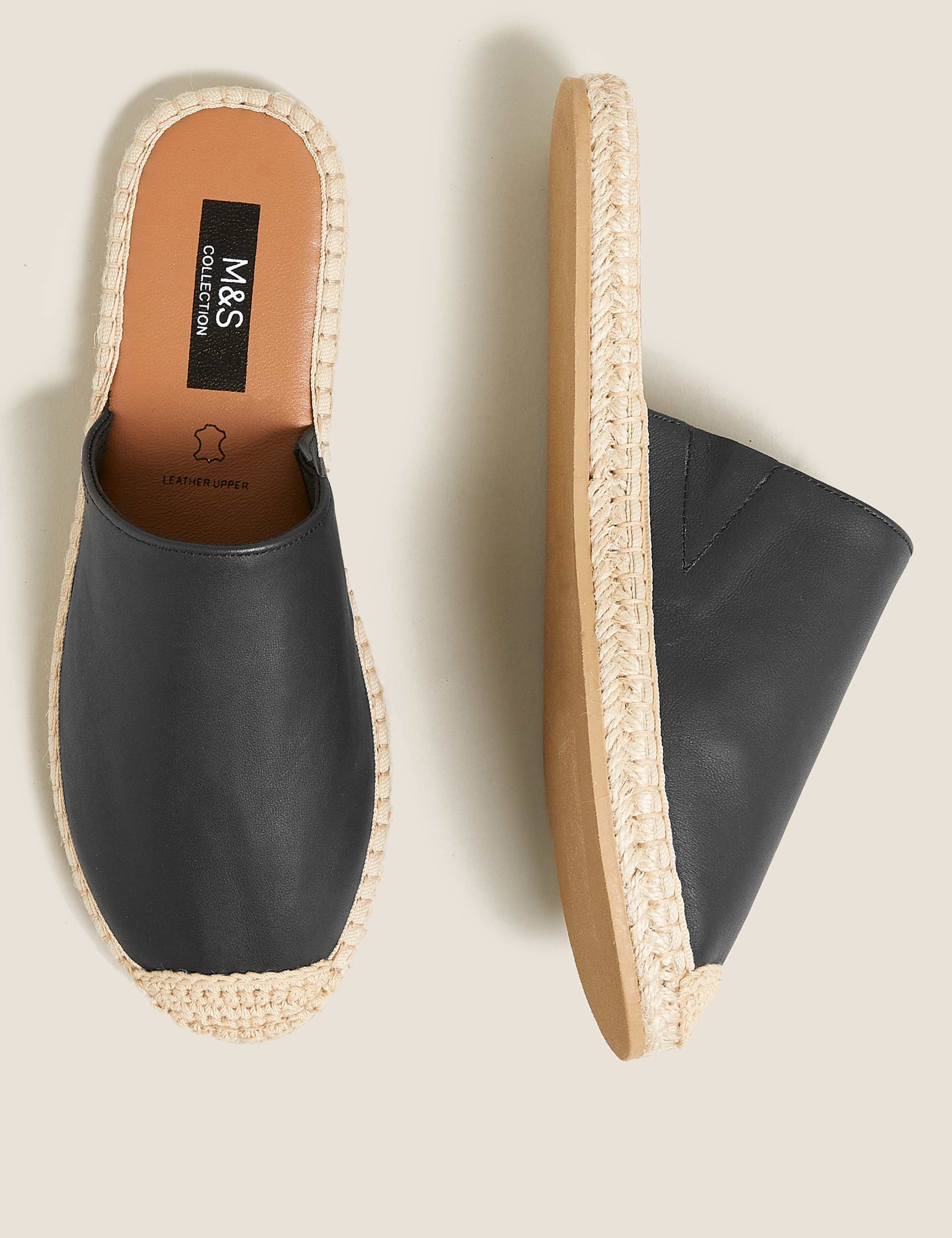 Leather Flat Espadrille Mules 3 of 6