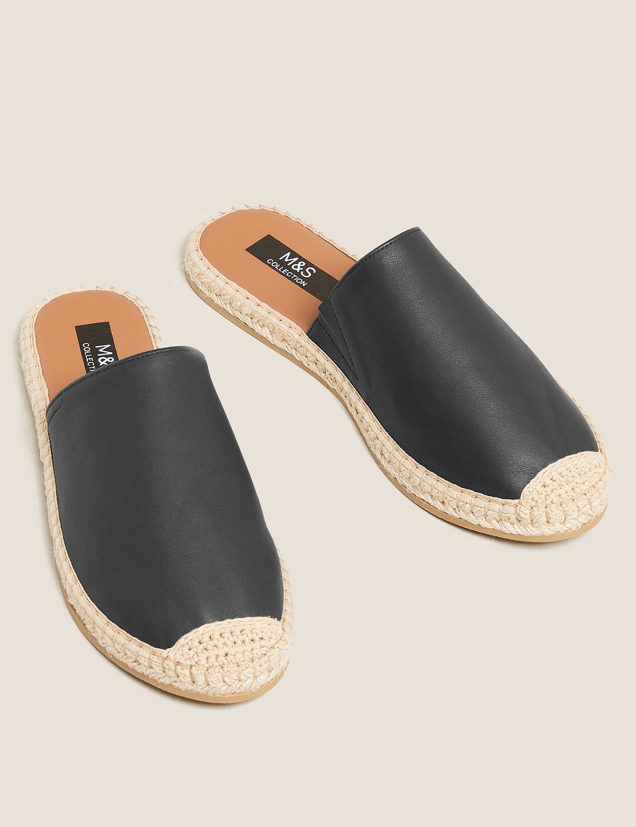 Leather Flat Espadrille Mules 2 of 6