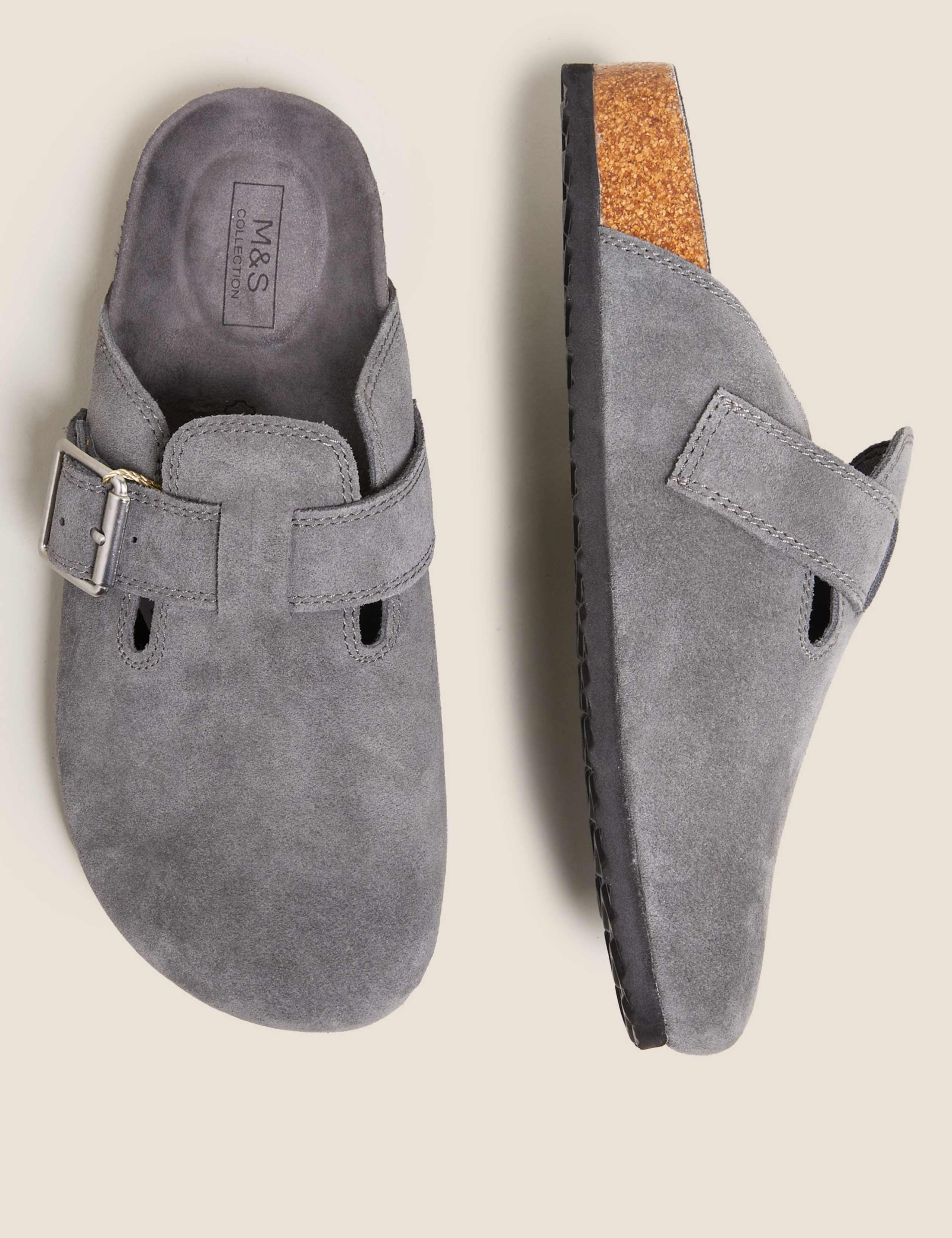 Suede Buckle Slip On Flat Mules 4 of 6