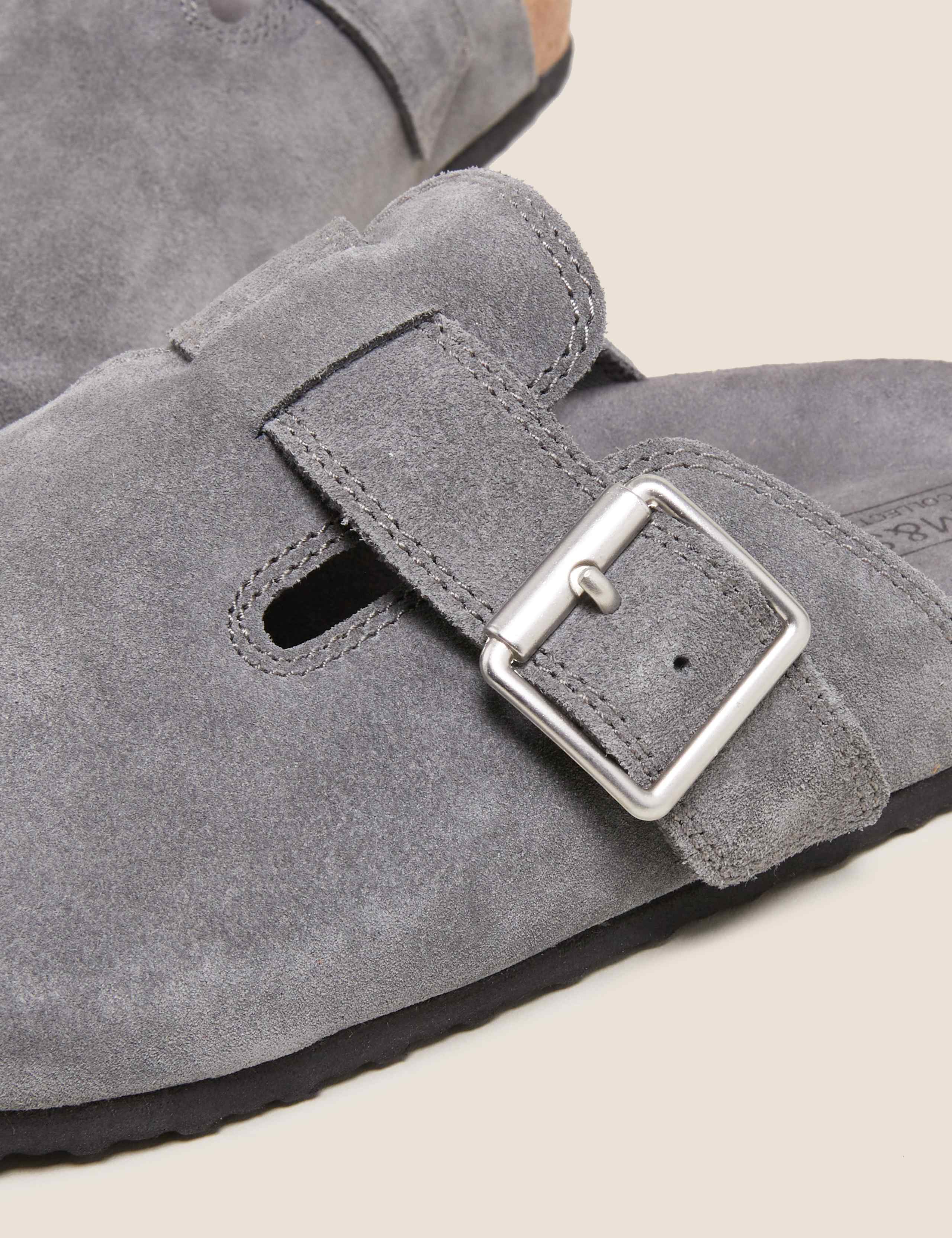 Suede Buckle Slip On Flat Mules 5 of 6
