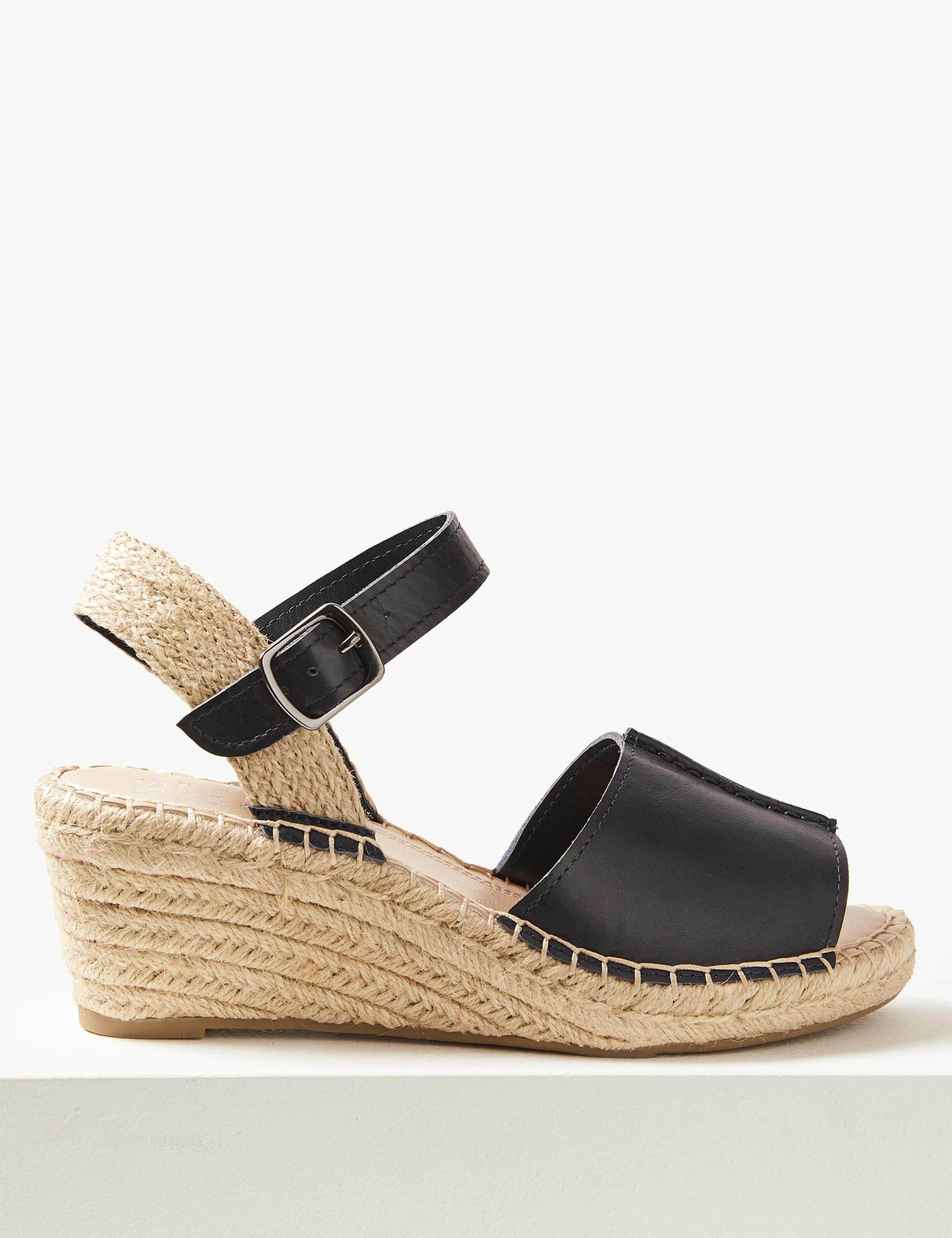 Wide Fit Leather Wedge Heel Espadrilles 2 of 5