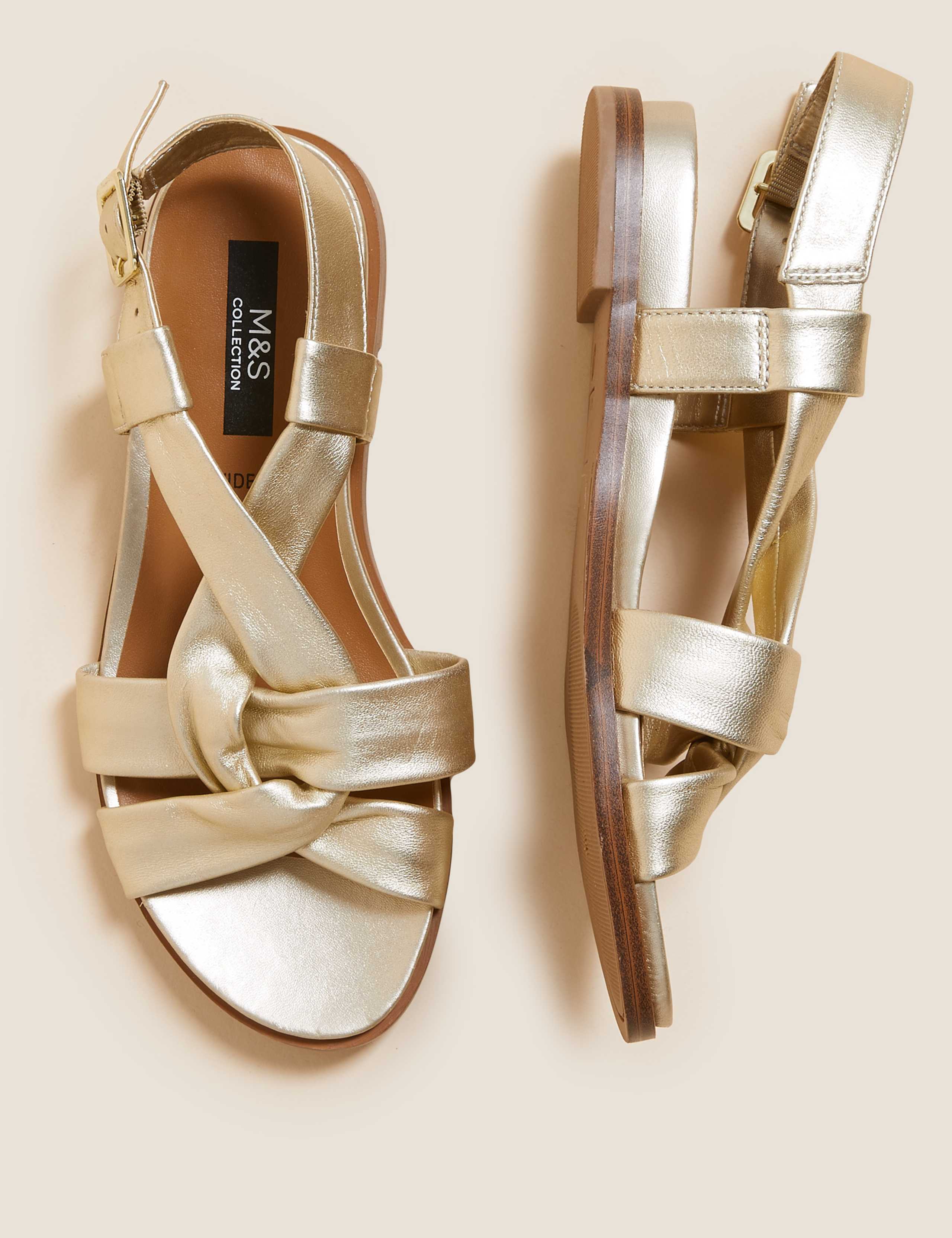 Wide Fit Leather Knot Gladiator Sandals 3 of 5