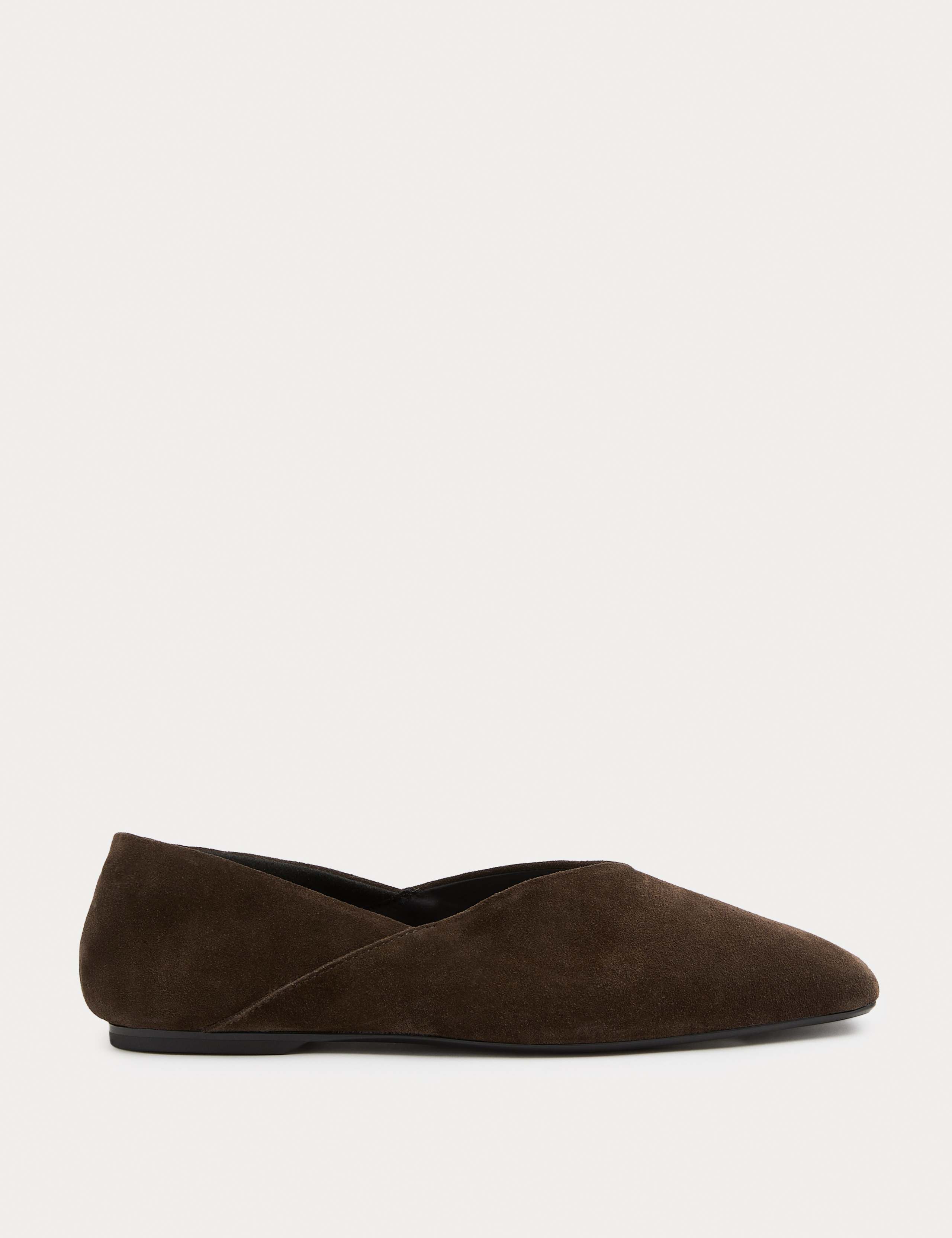 Suede Flat Chisel Toe Ballet Pumps 1 of 3