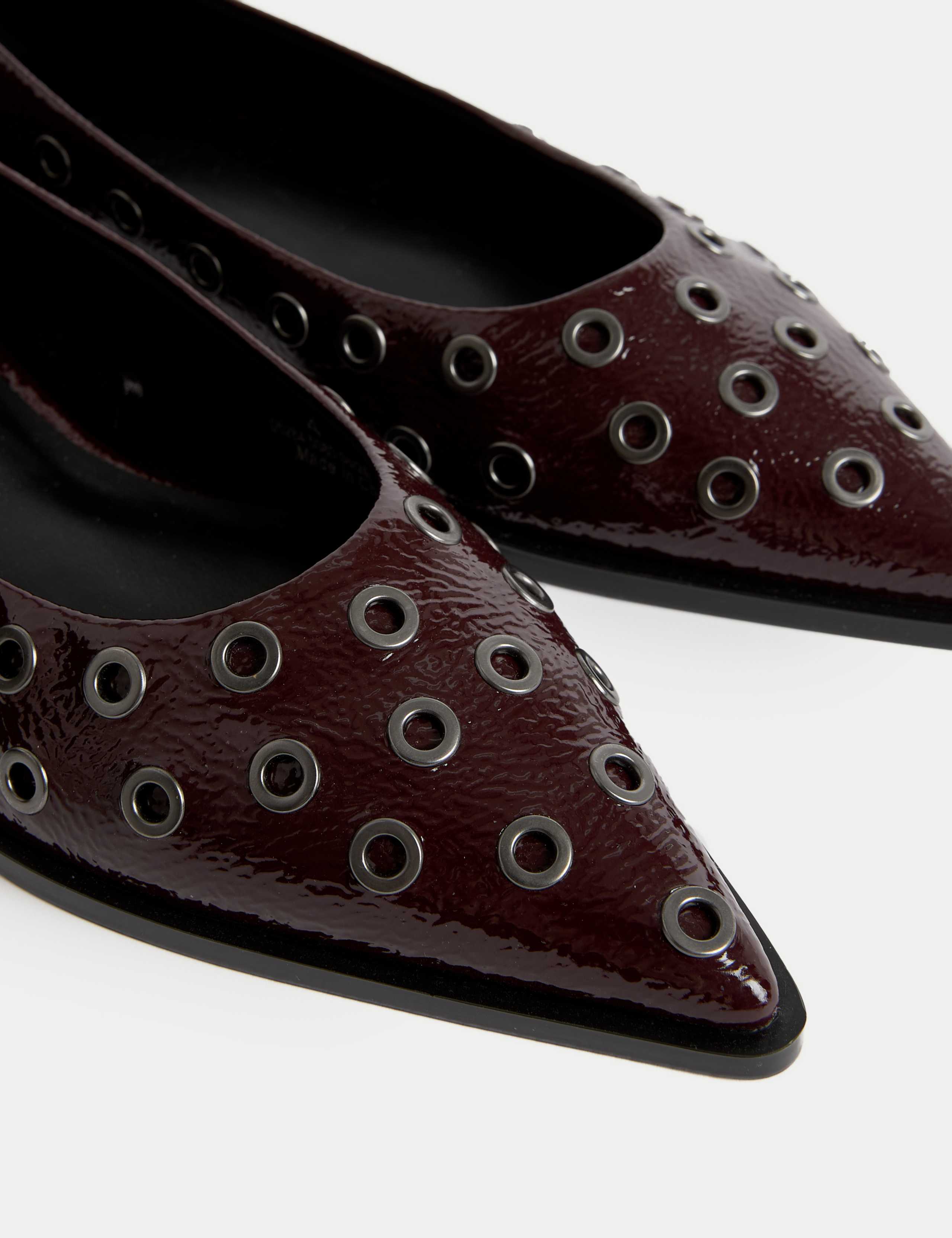 Patent Studded Flat Pointed Shoes 3 of 3
