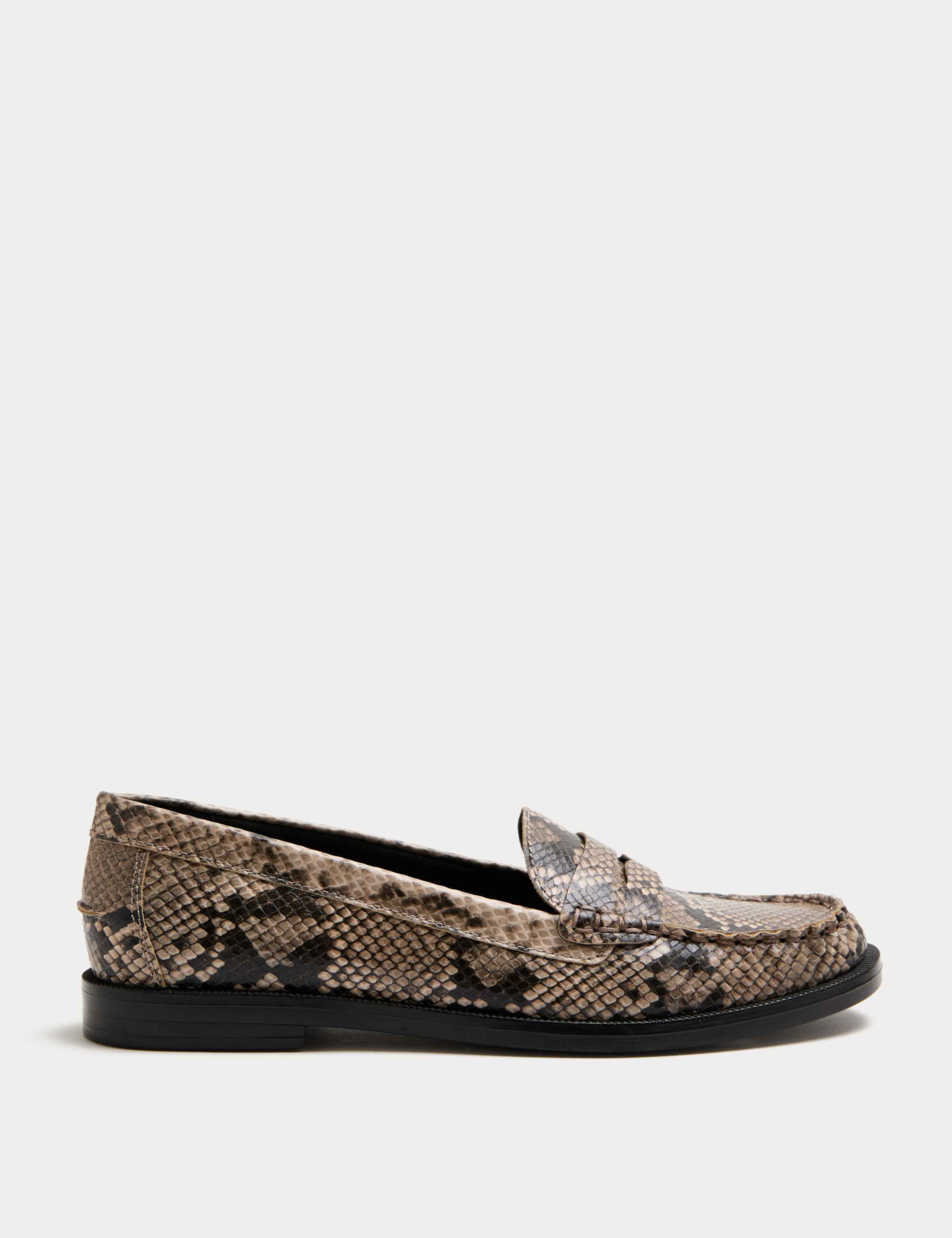 Wide Fit Snake Print Flat Loafers 2 of 3