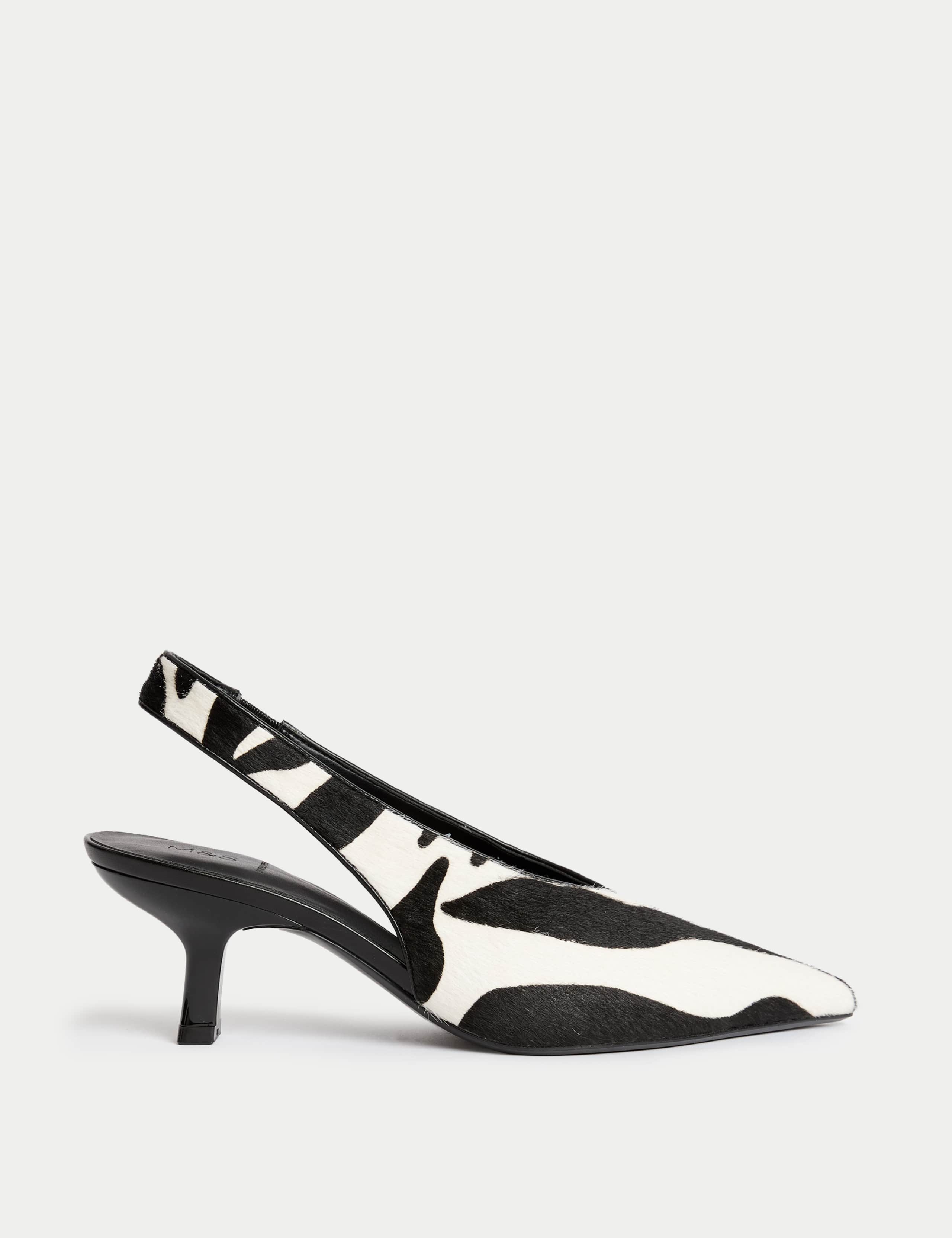Leather Animal Print Kitten Heel Slingback Shoes 1 of 3