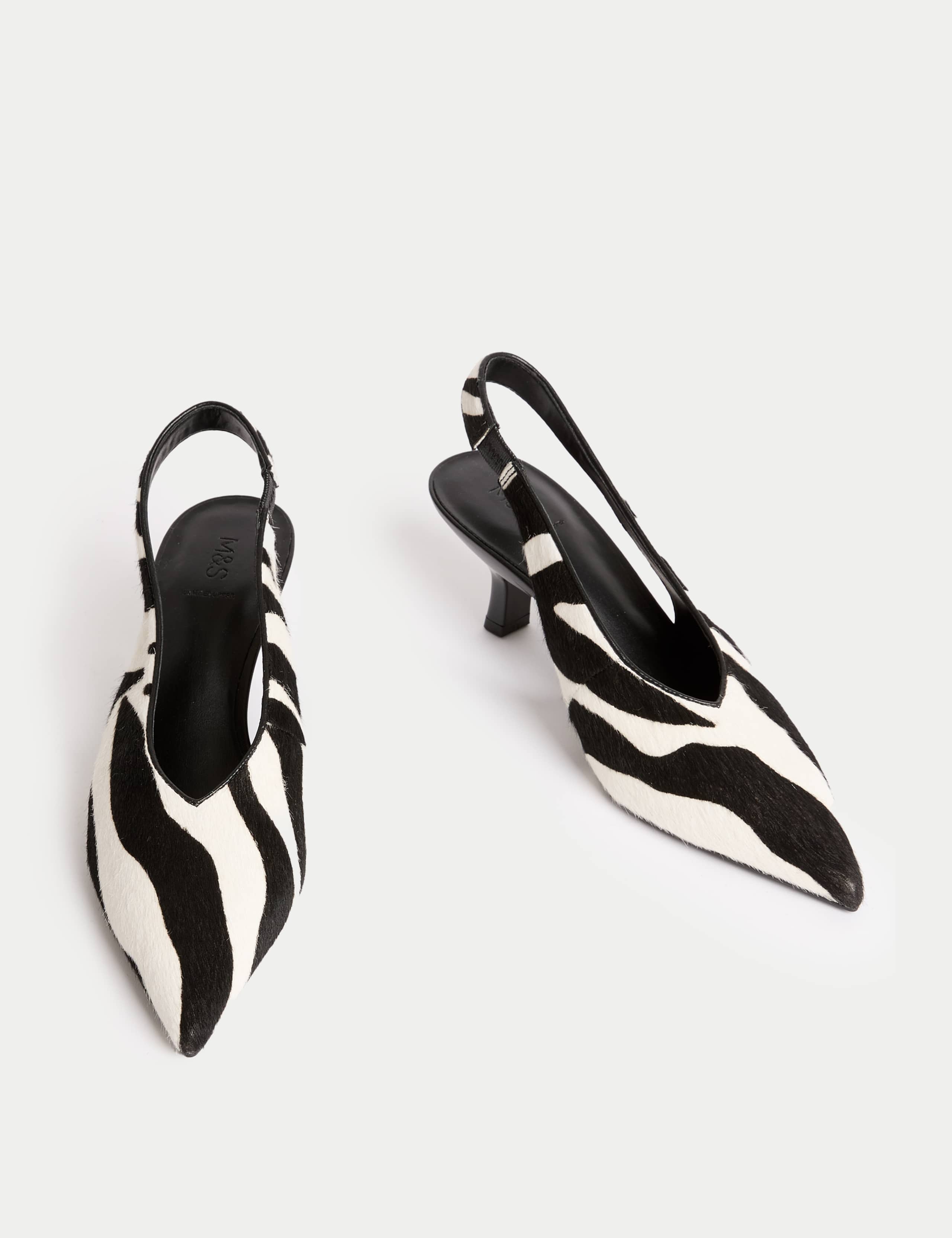 Leather Animal Print Kitten Heel Slingback Shoes 2 of 3