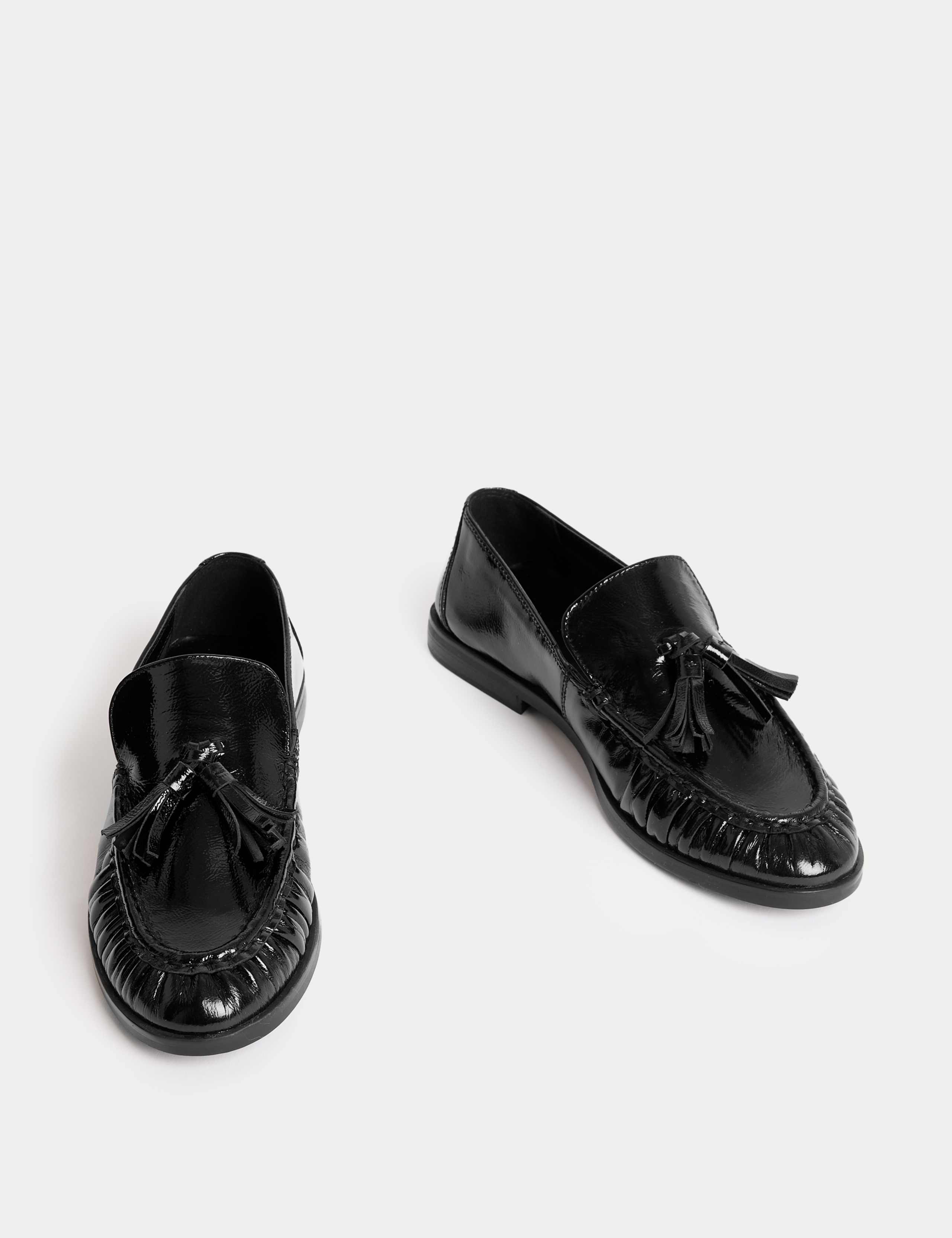 Leather Patent Ruched Tassel Flat Loafers 2 of 3