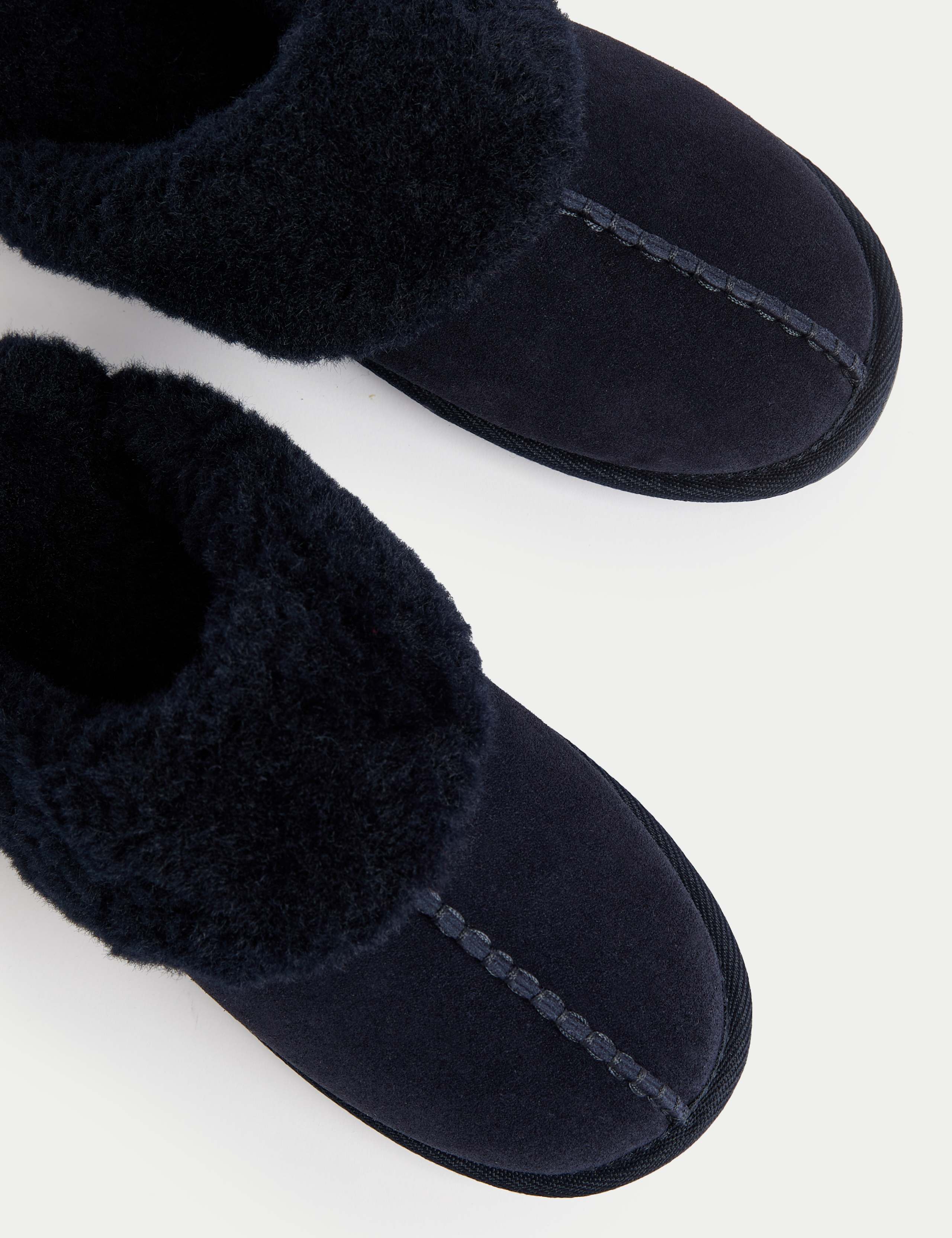 Suede Faux Fur Cuff Mule Slippers 3 of 3