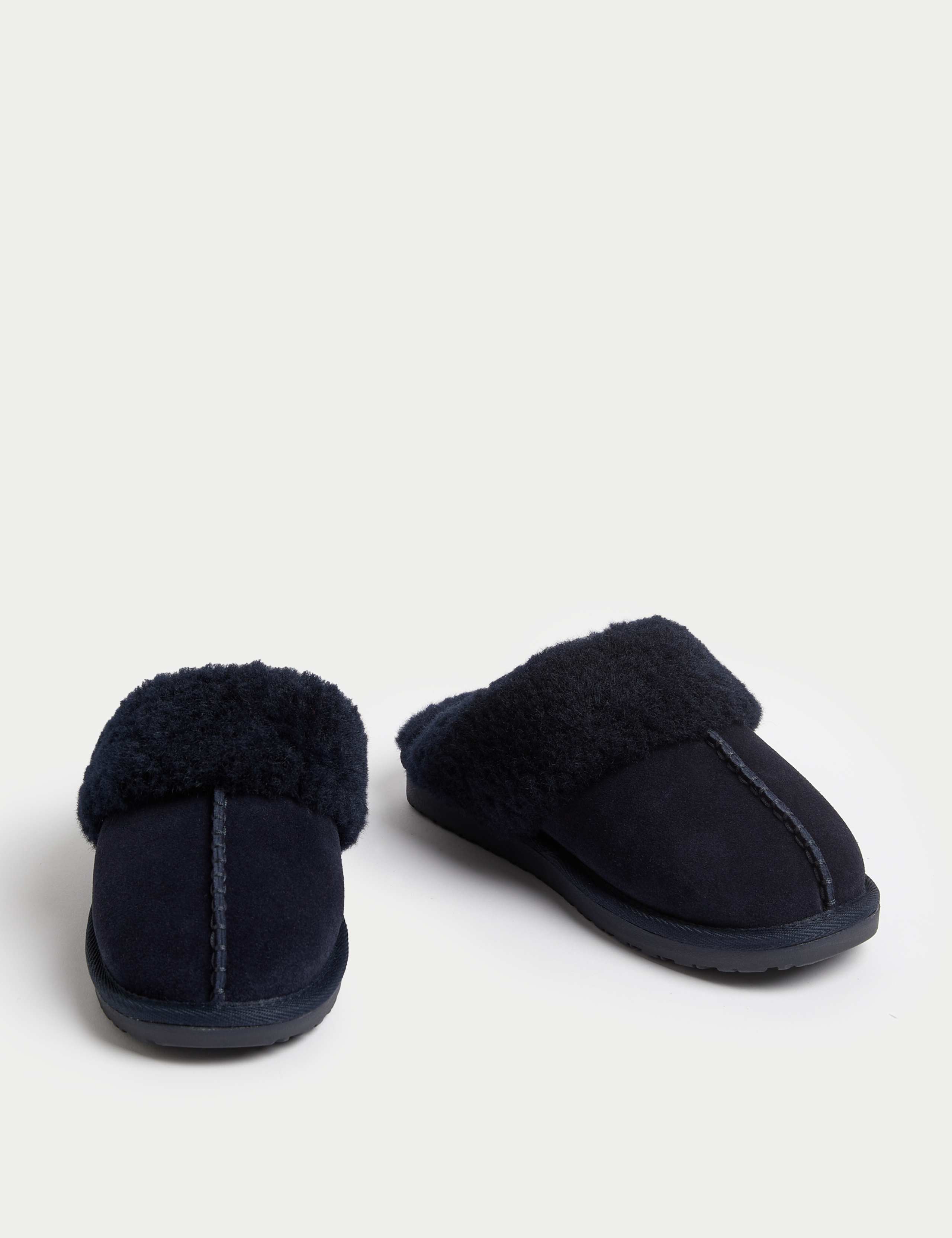 Suede Faux Fur Cuff Mule Slippers 2 of 3