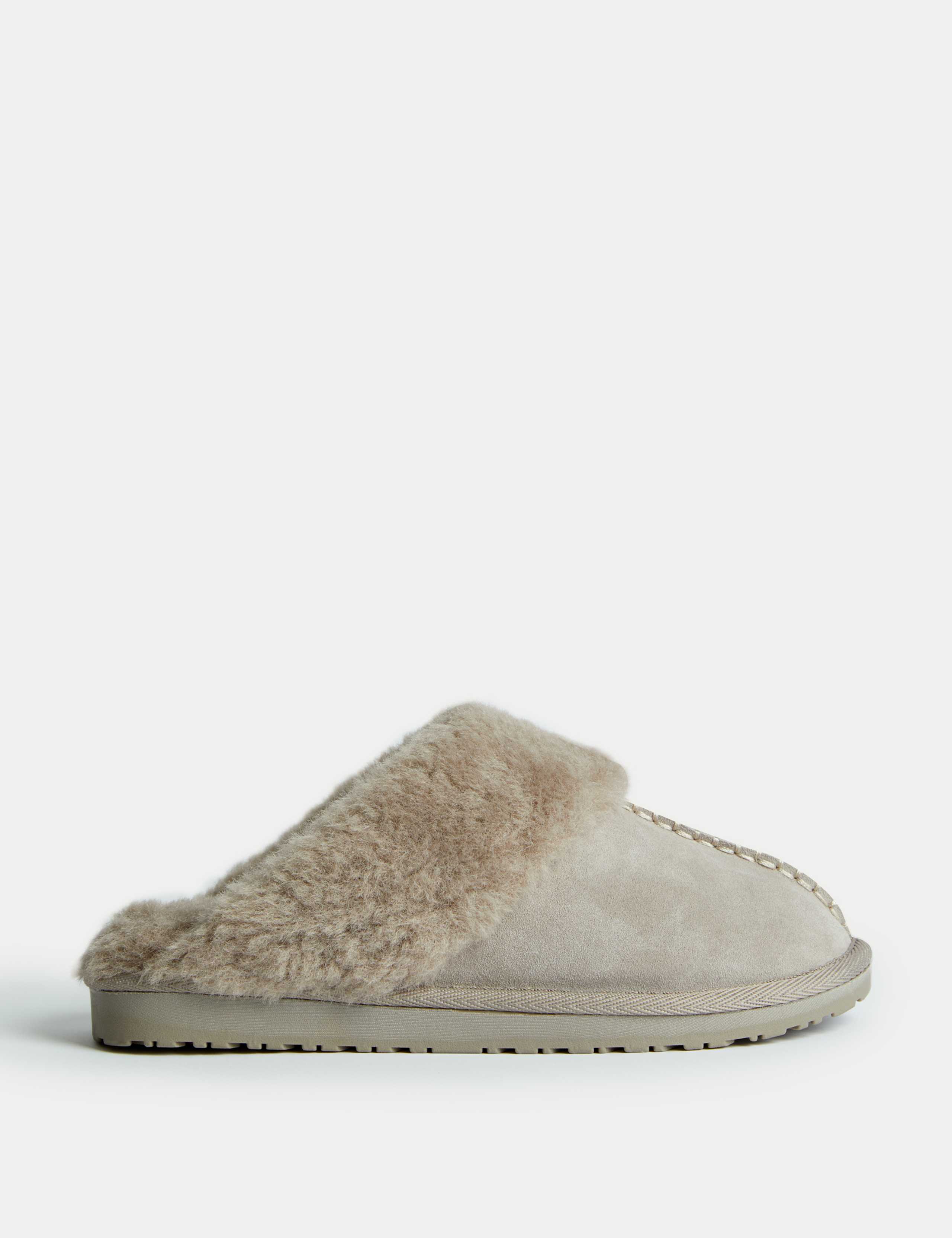 Suede Faux Fur Cuff Mule Slippers 1 of 3