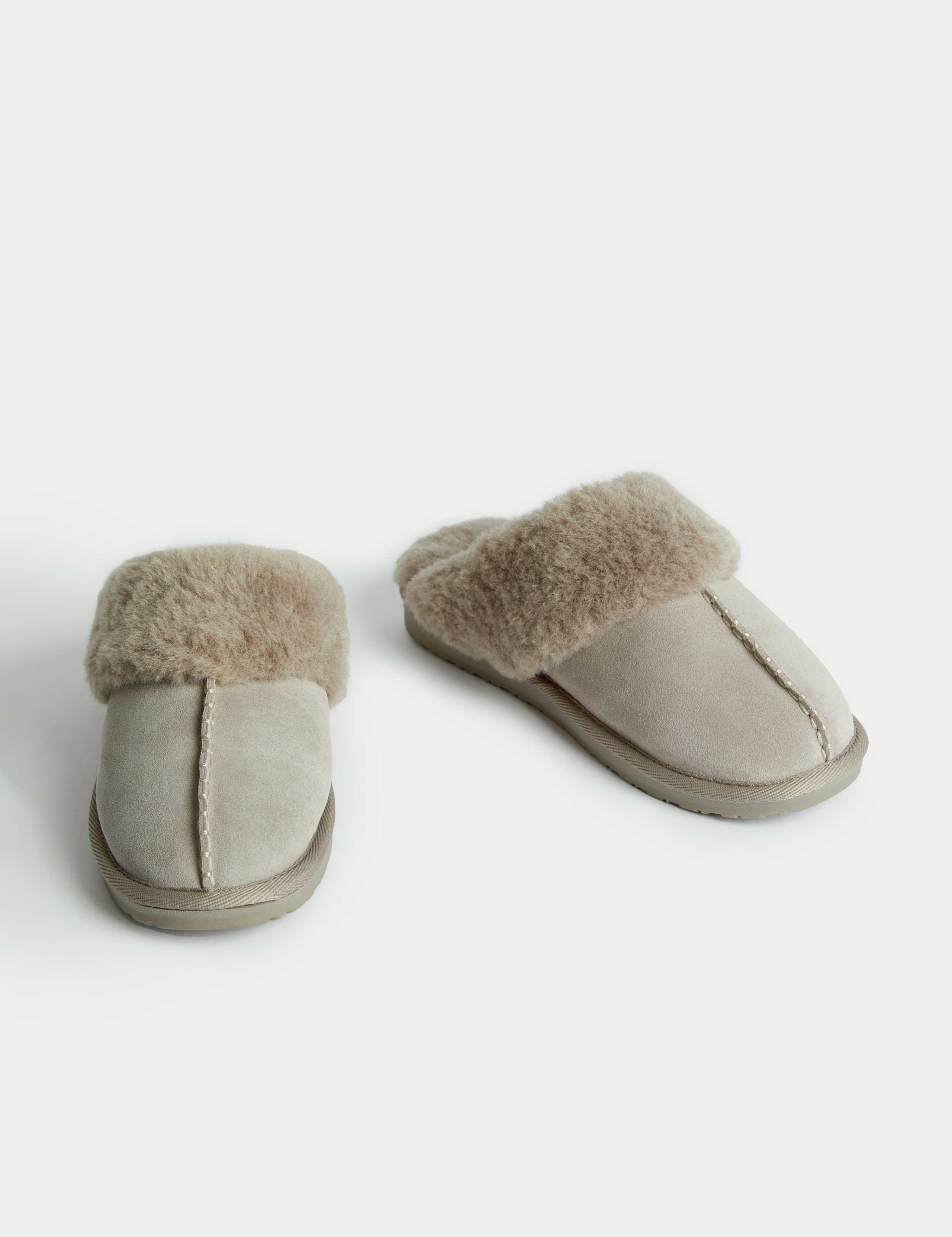 Suede Faux Fur Cuff Mule Slippers 2 of 3