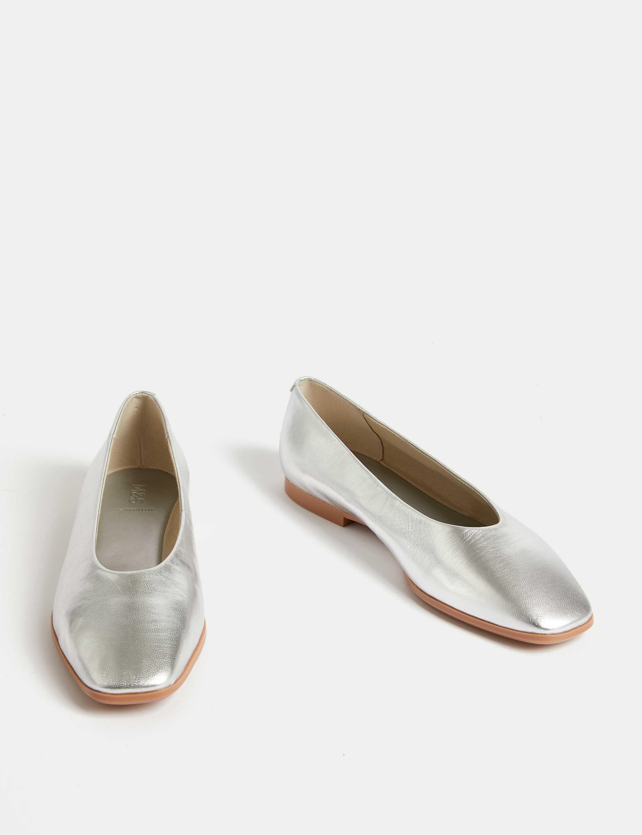 Leather Square Toe Ballet Pumps 1 of 3