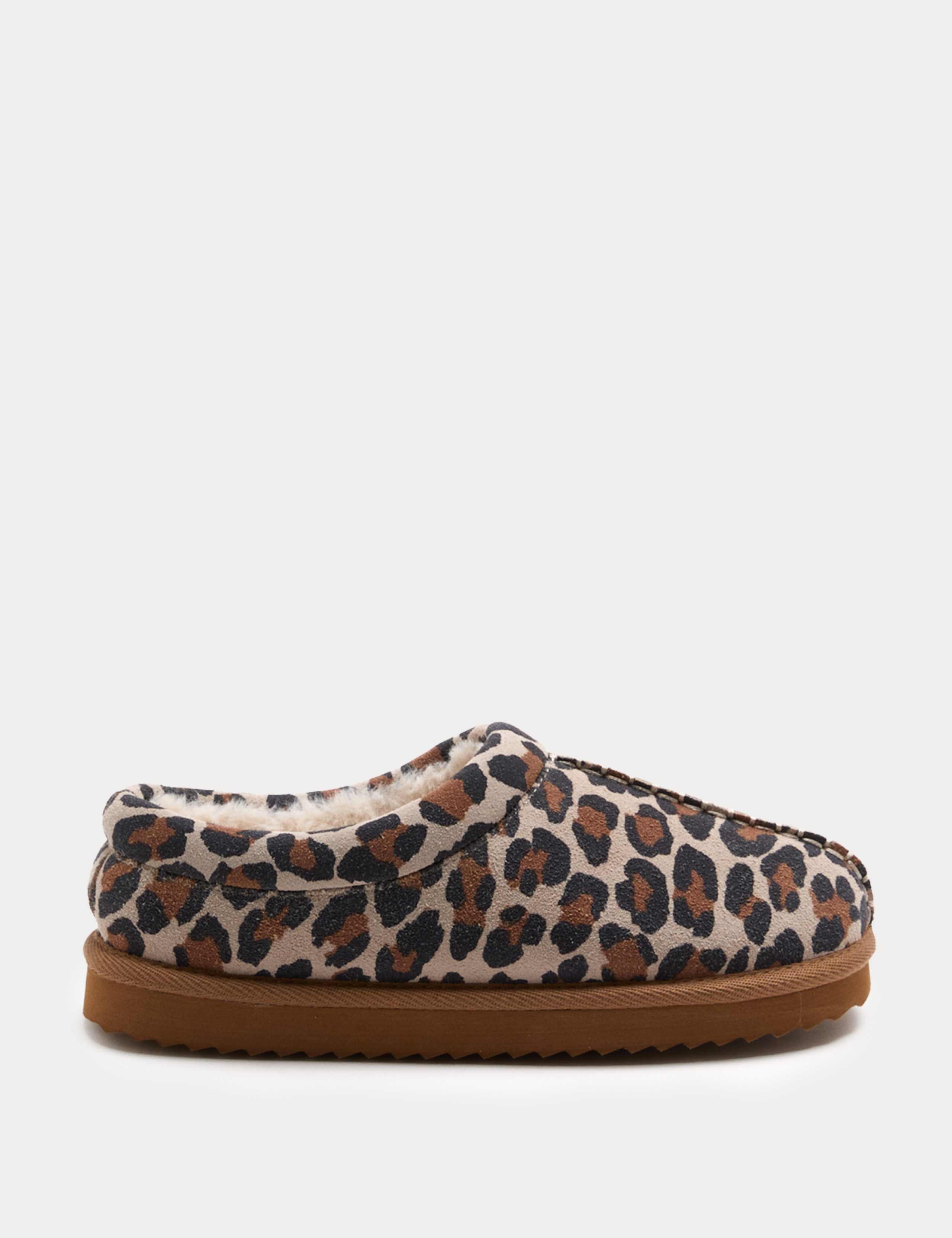 Suede Leopard Print Clog Slippers 2 of 3