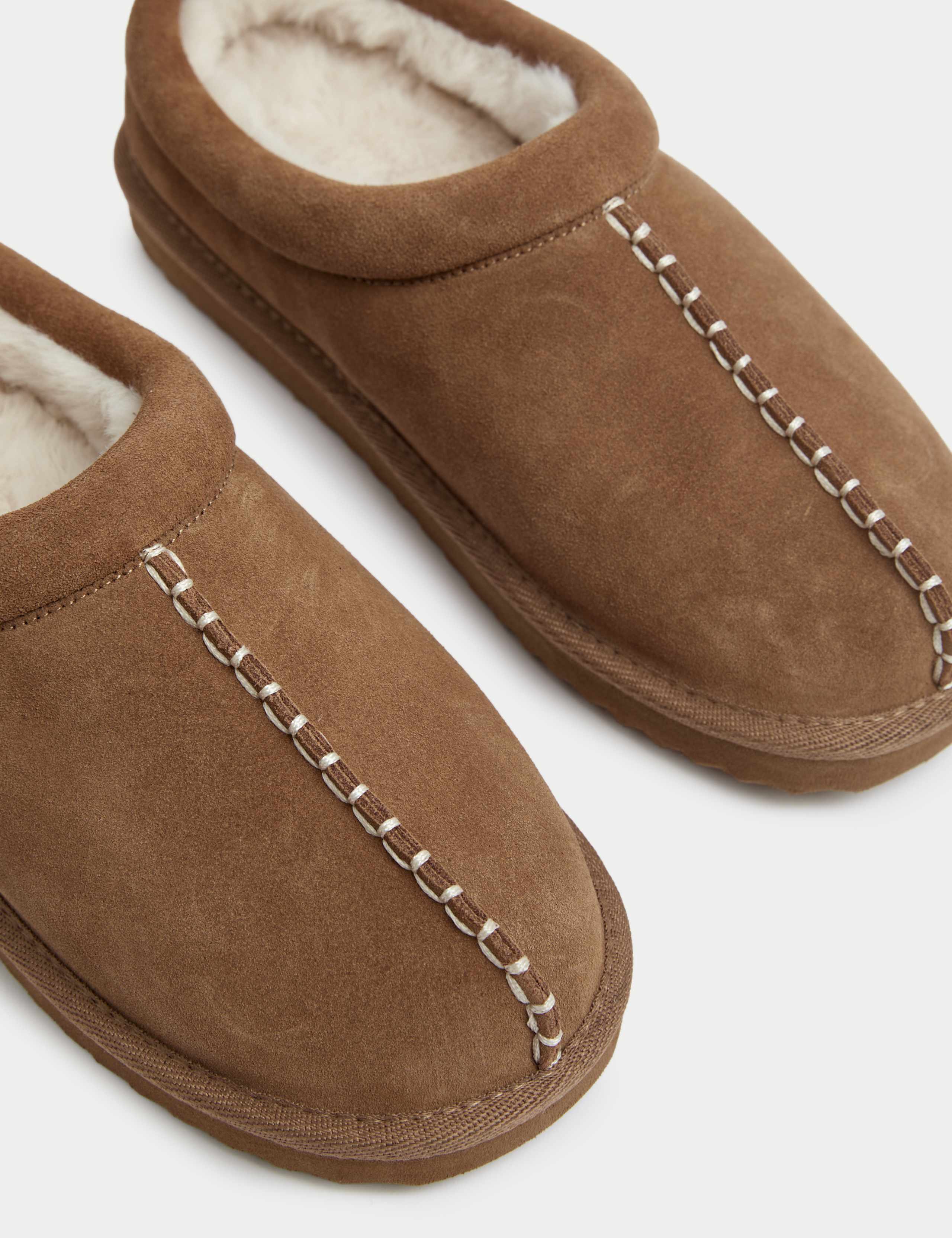 Suede Faux Fur Lined Mule Clog Slippers 3 of 3