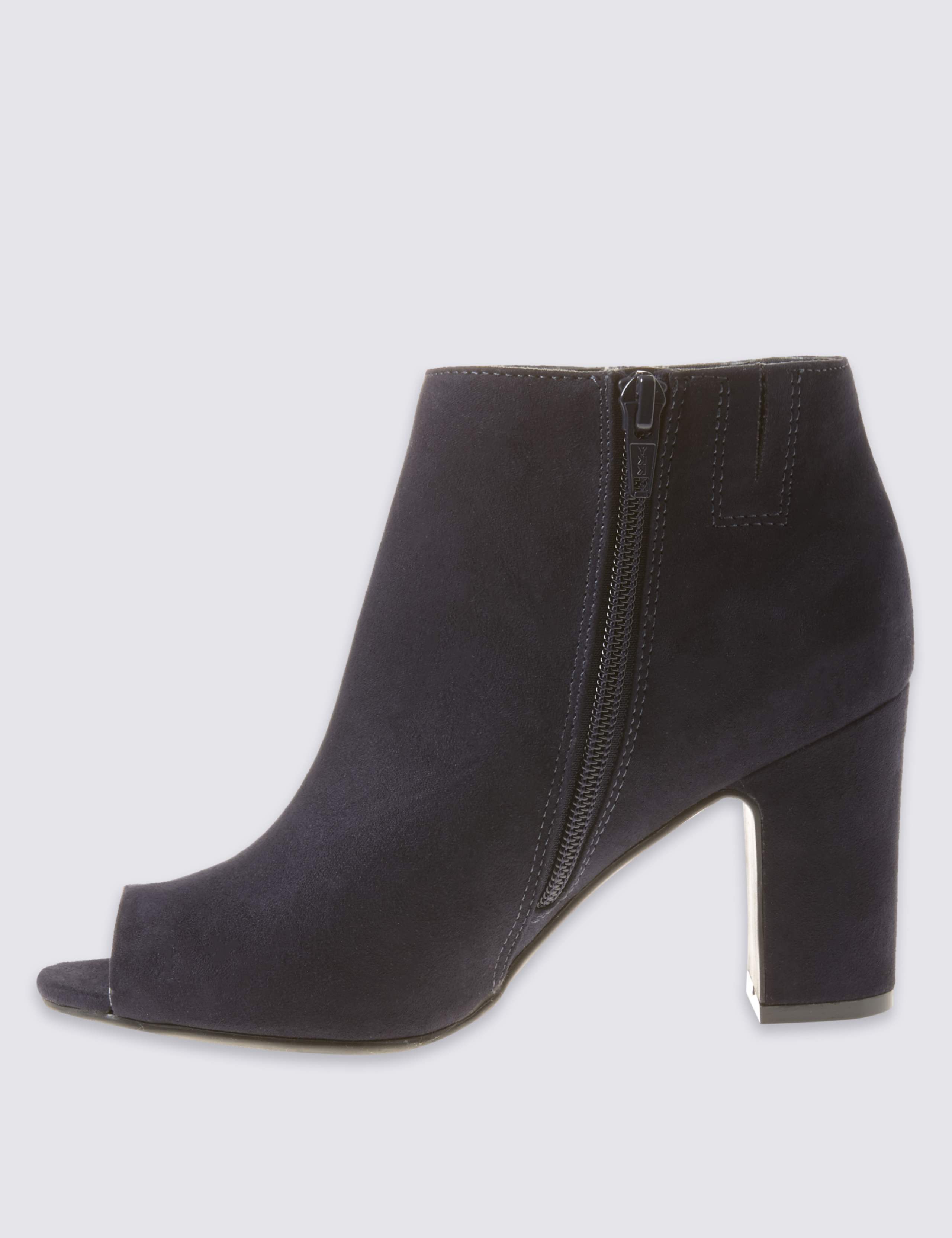 Block Heel Side Zip Peep Toe Ankle Boots 5 of 6