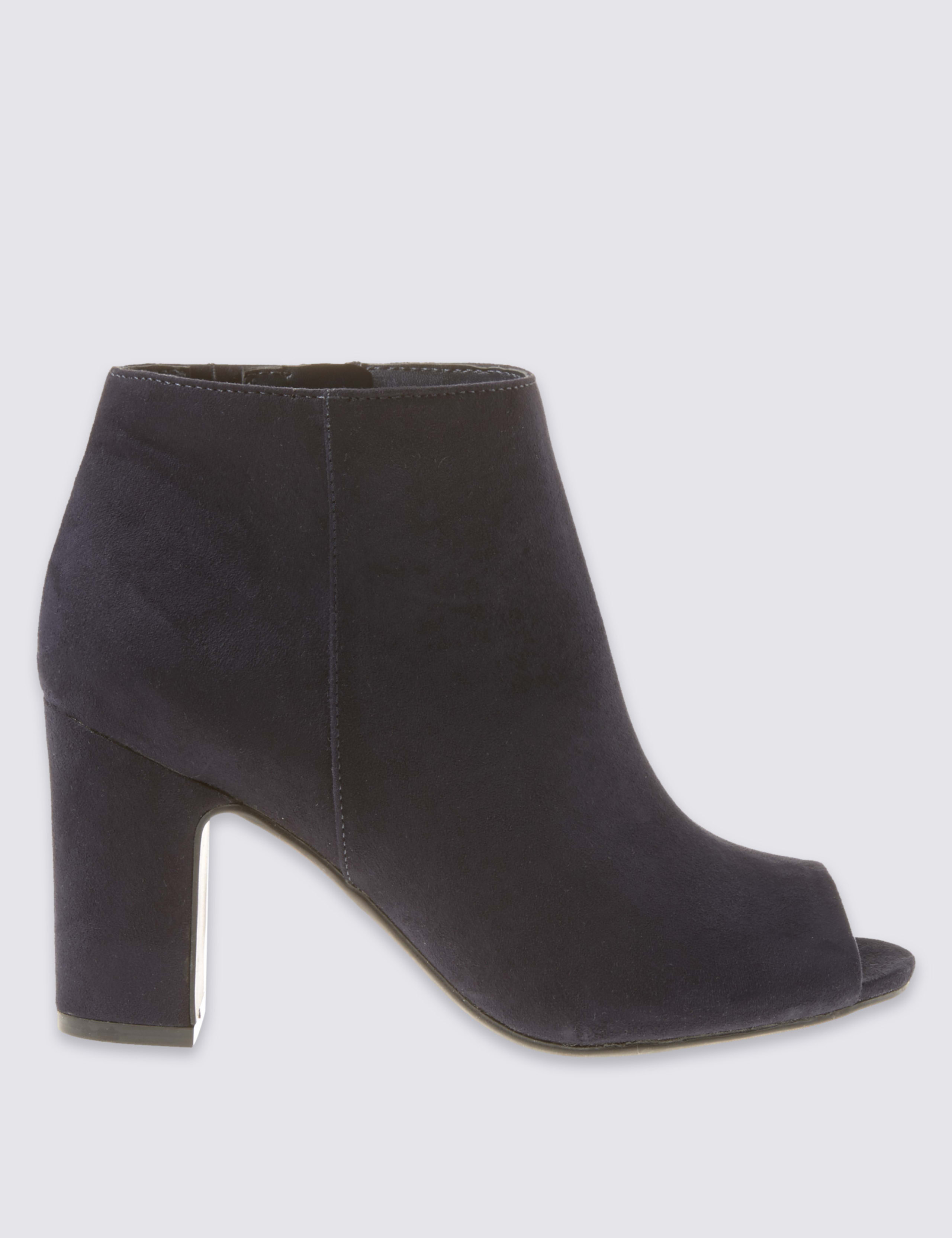 Block Heel Side Zip Peep Toe Ankle Boots 2 of 6