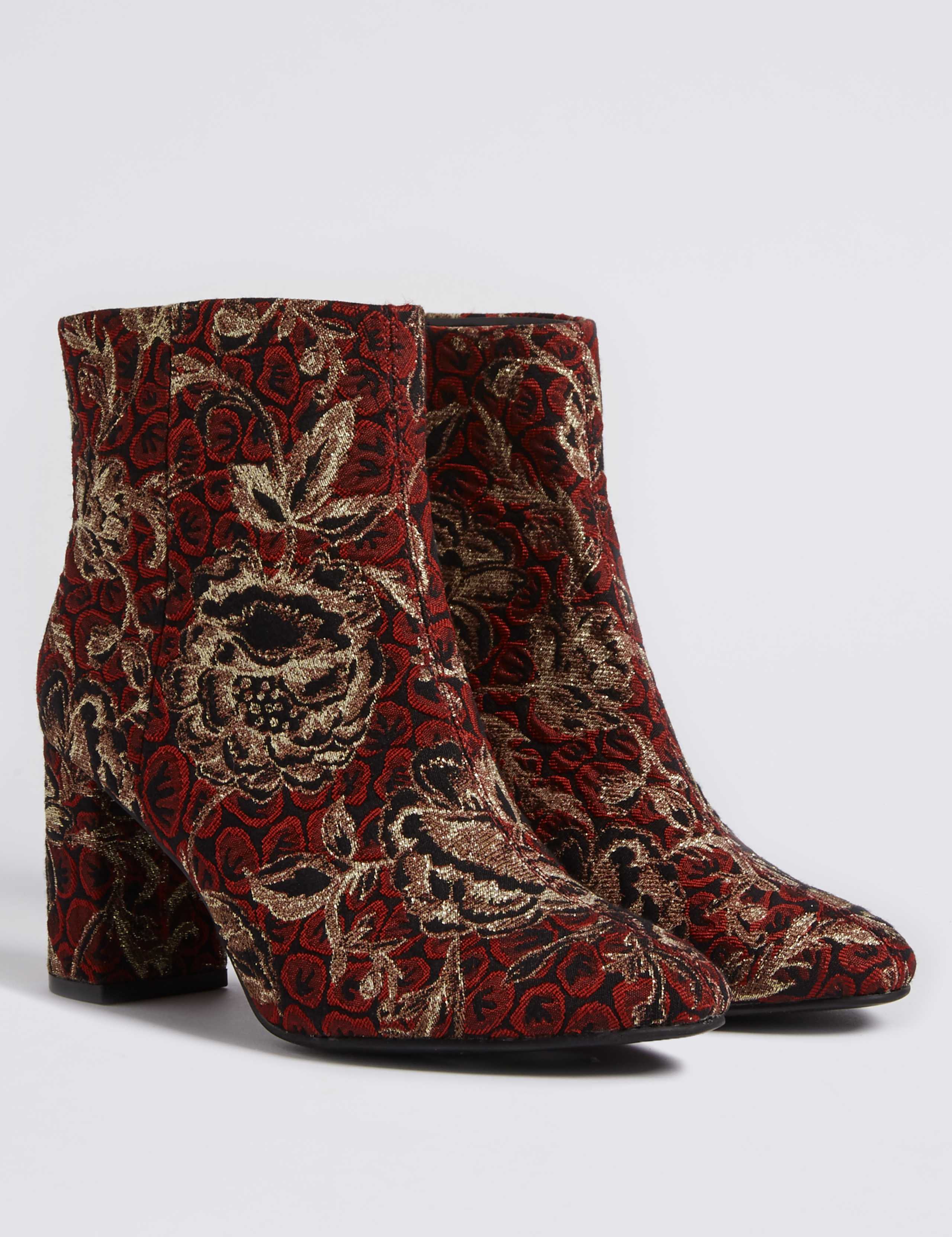 Block Heel Brocade Ankle Boots 3 of 6