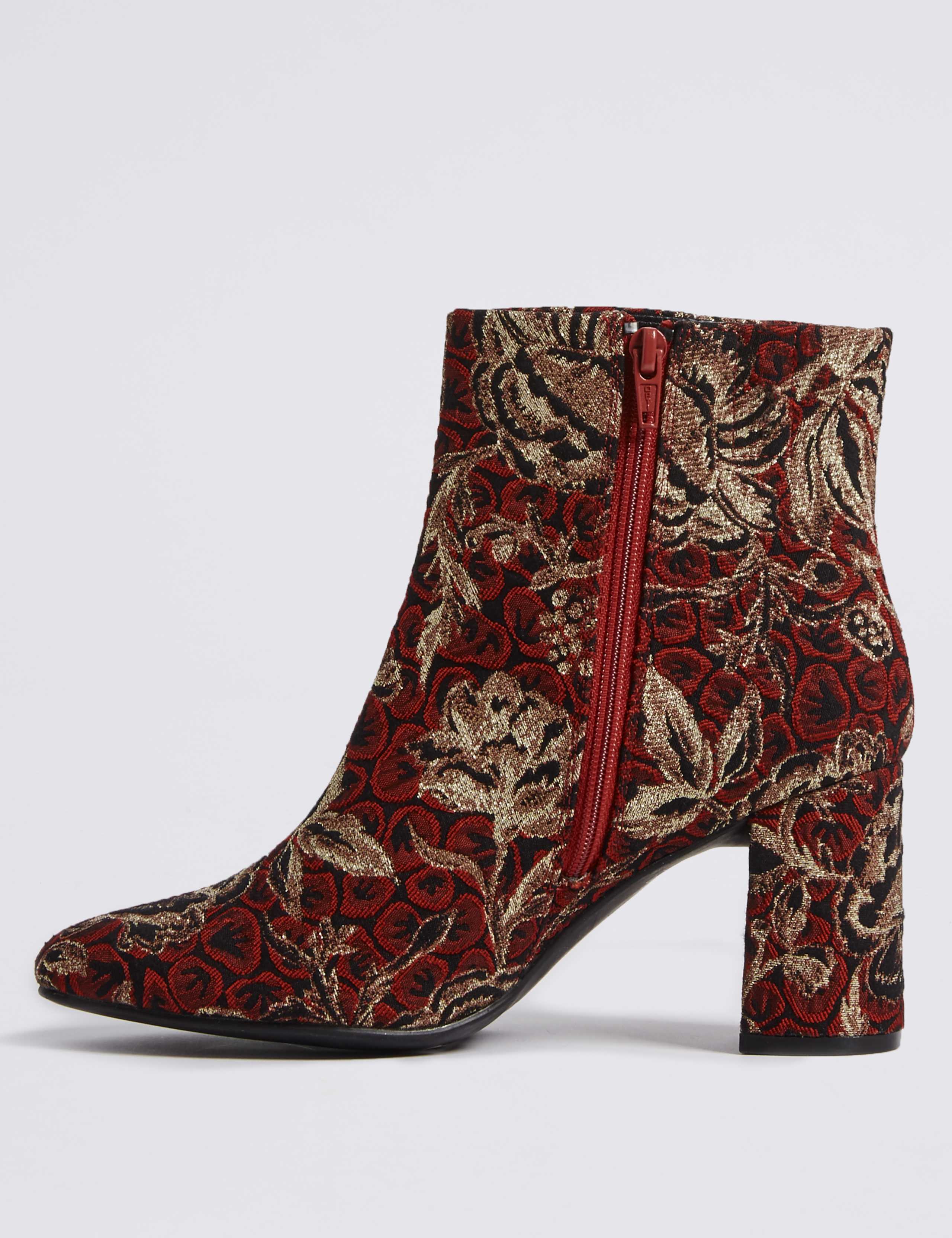 Block Heel Brocade Ankle Boots 5 of 6