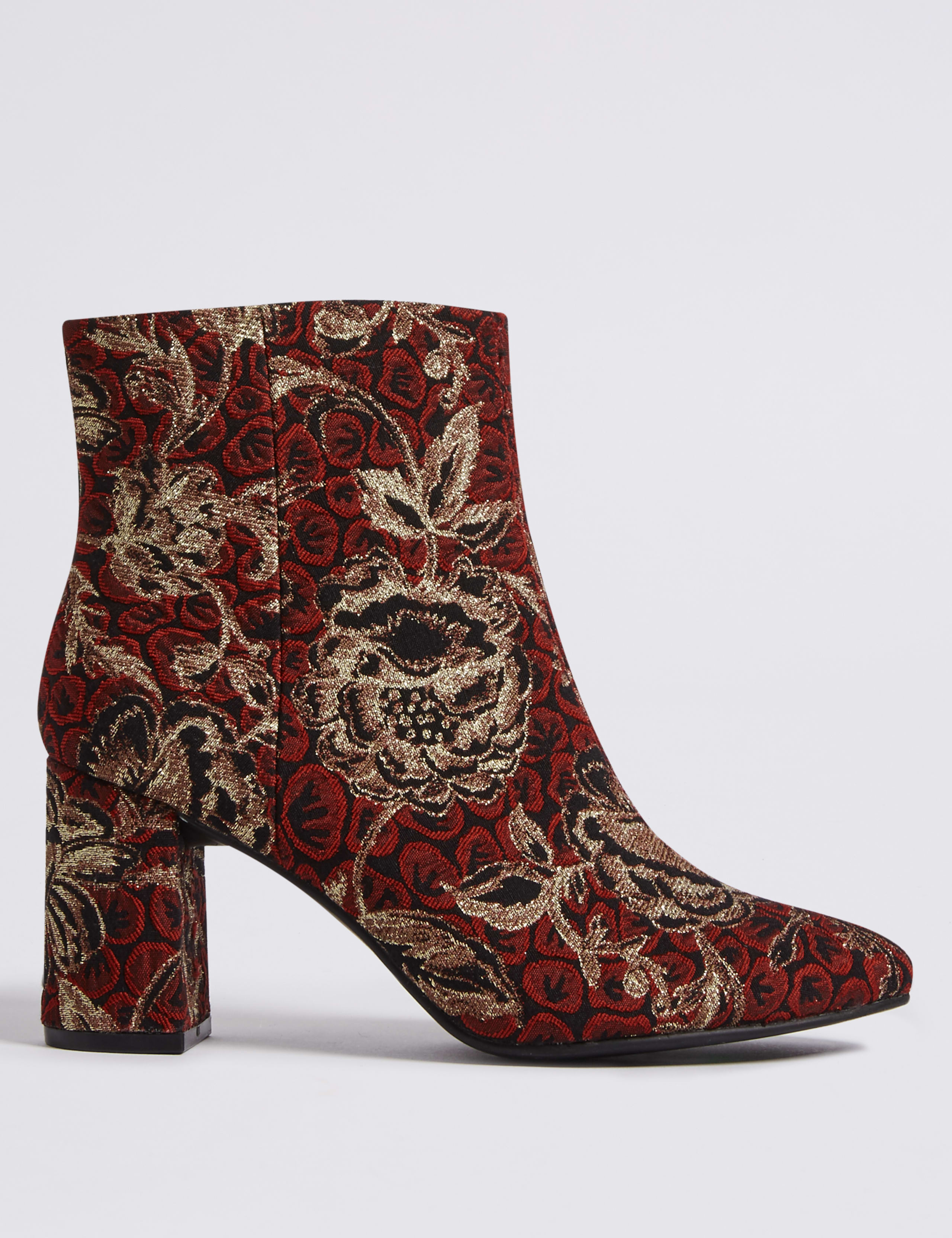 Block Heel Brocade Ankle Boots 2 of 6
