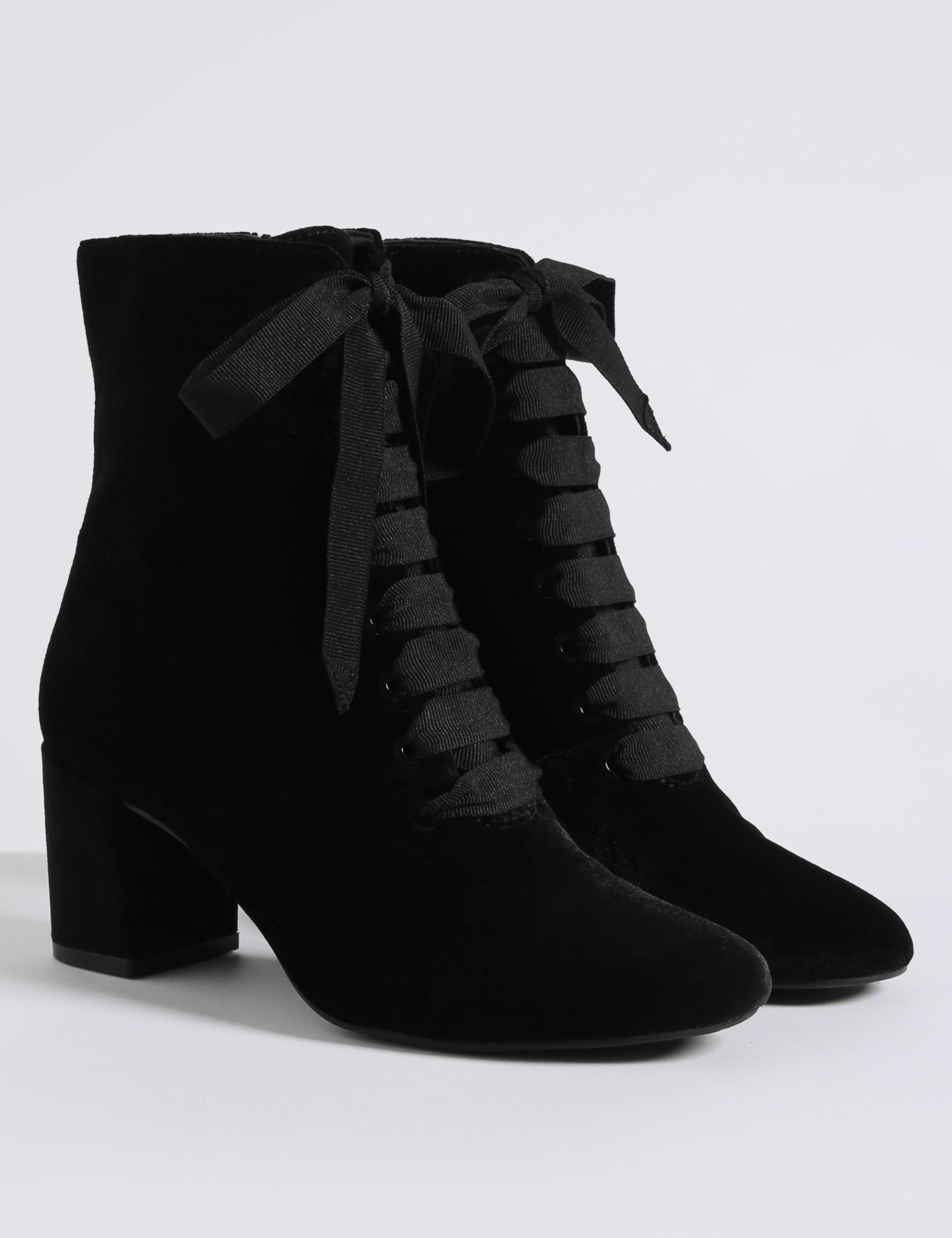 Block Heel Side Zip Lace-up Ankle Boots 3 of 6