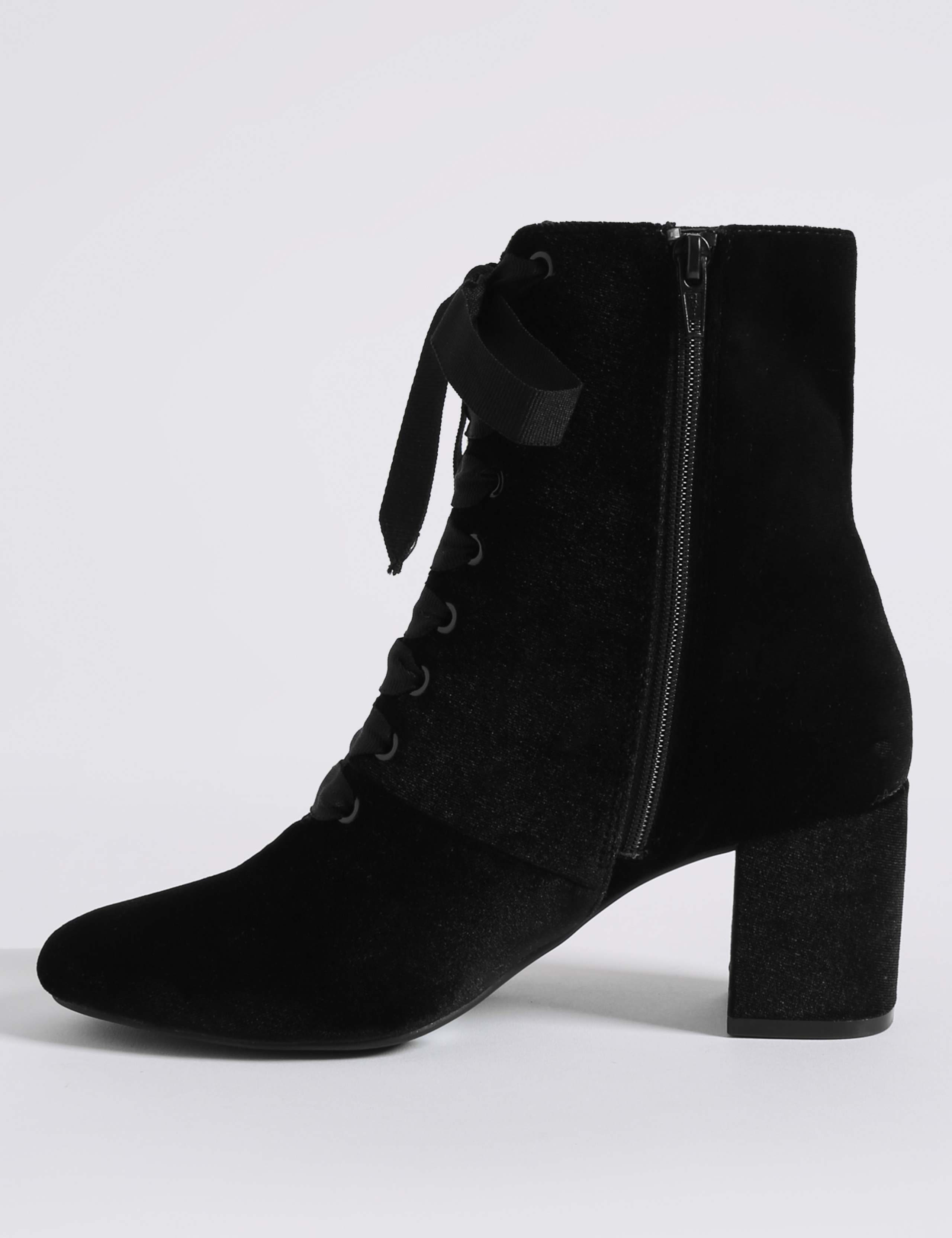 Block Heel Side Zip Lace-up Ankle Boots 5 of 6