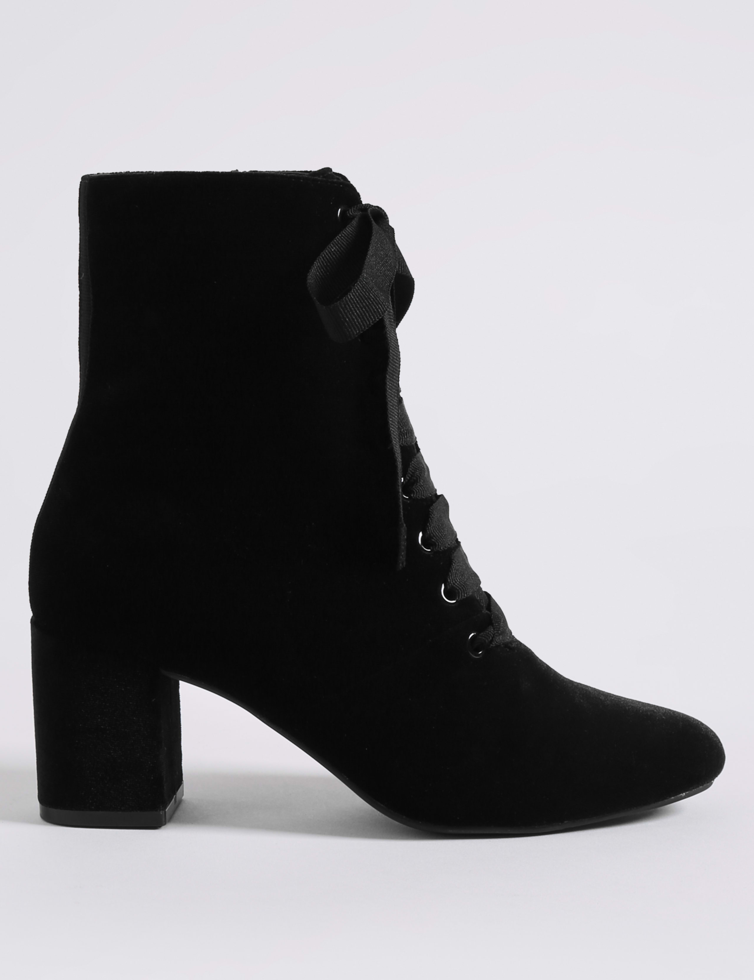 Block Heel Side Zip Lace-up Ankle Boots 2 of 6