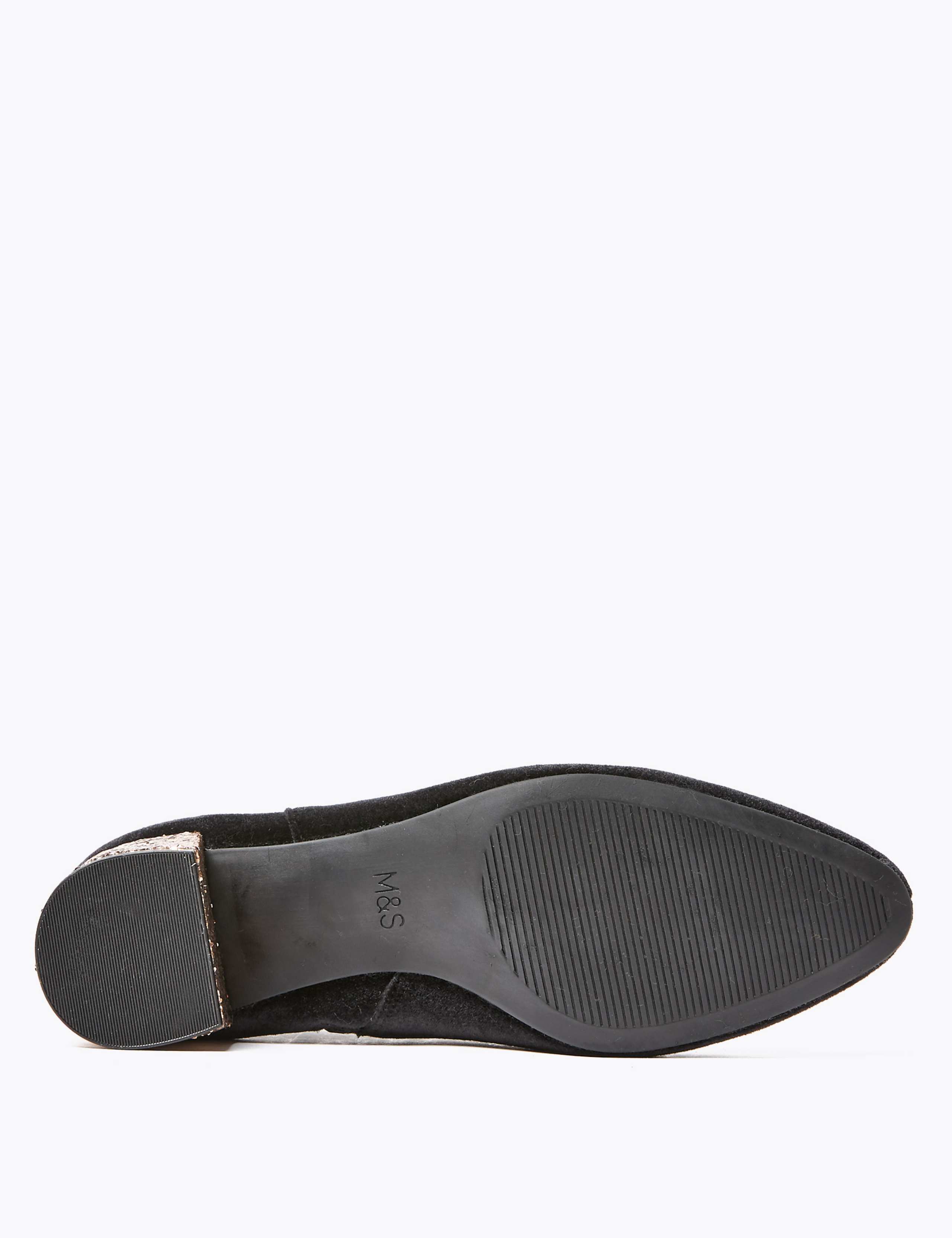 Velvet  Block Heel Almond Toe Ankle Boots 5 of 5