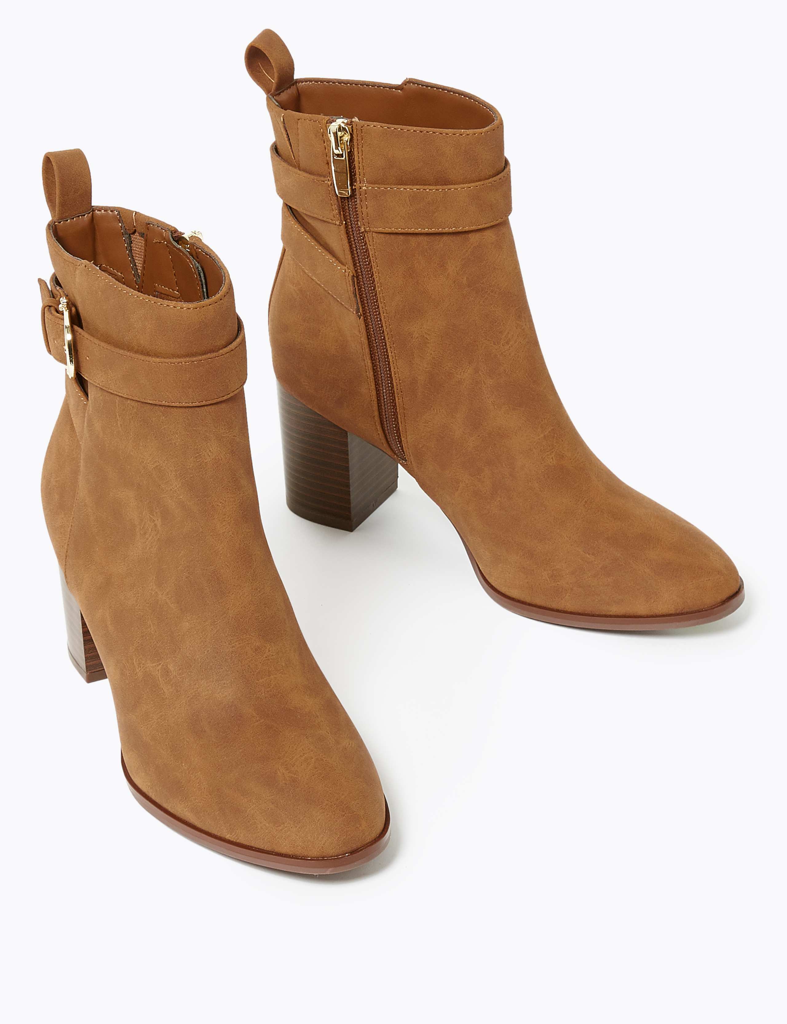 Buckle Block Heel Ankle Boots 1 of 4
