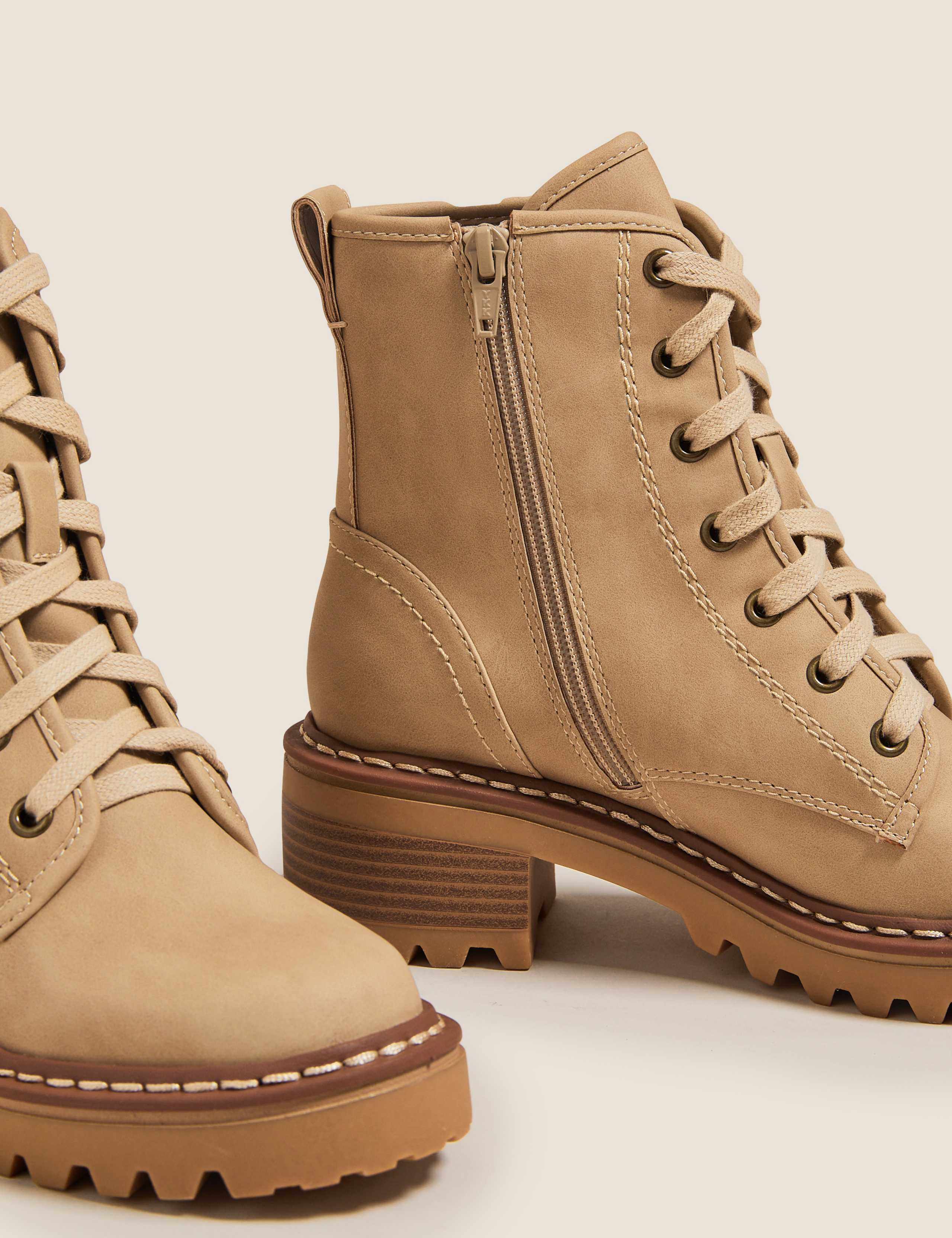 Hiker Lace Up Block Heel Ankle Boots 4 of 5