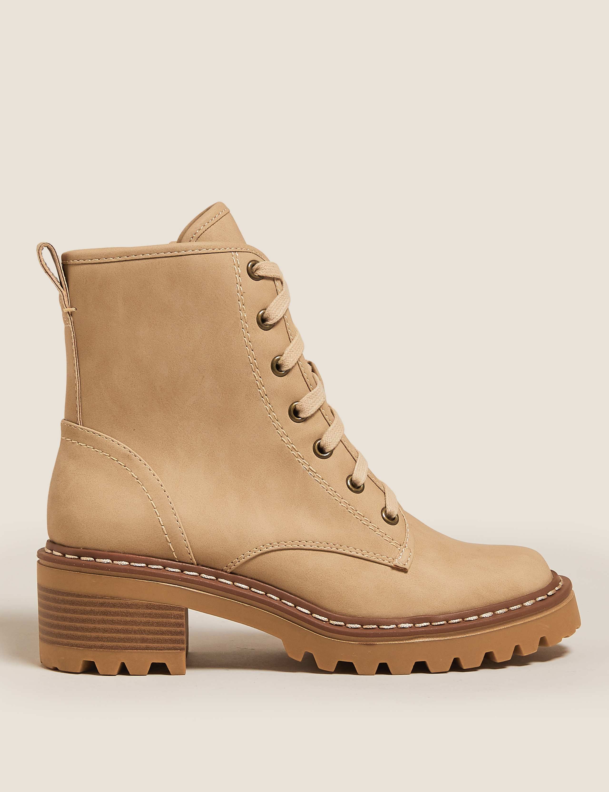 Hiker Lace Up Block Heel Ankle Boots 5 of 5