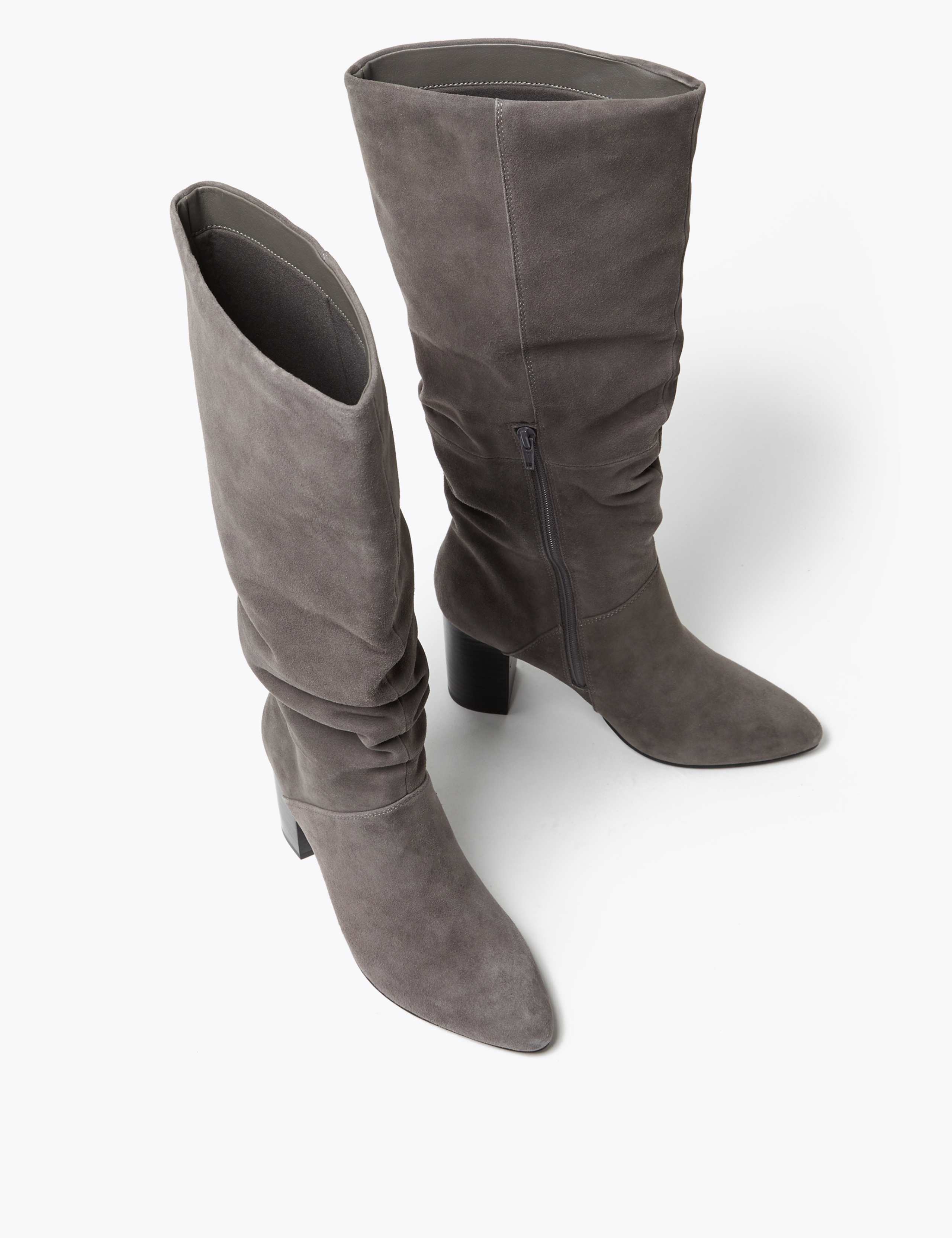 Slouch Block Heel Almond Toe Knee Boots 2 of 4