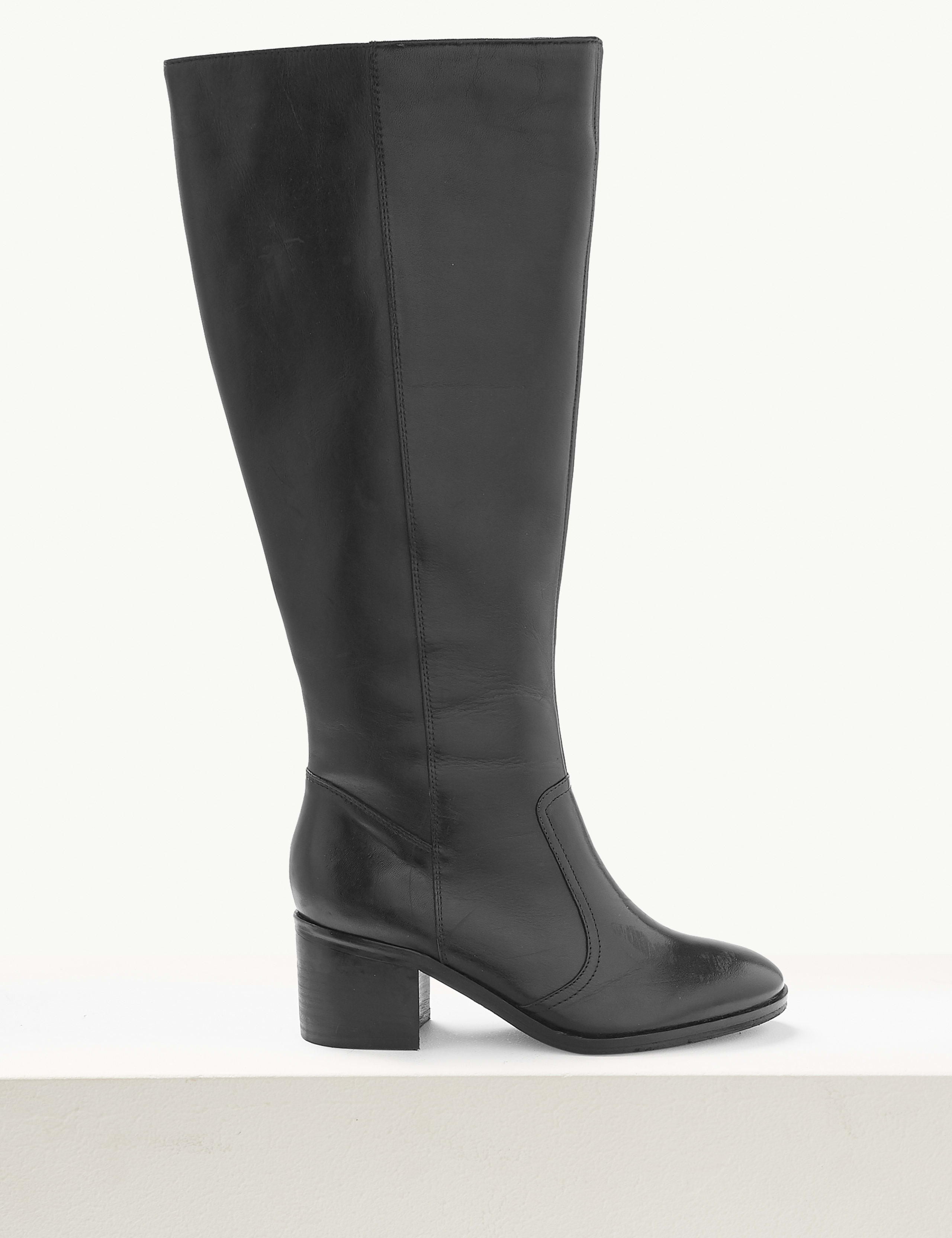 Leather Block Heel Knee Boots 2 of 5