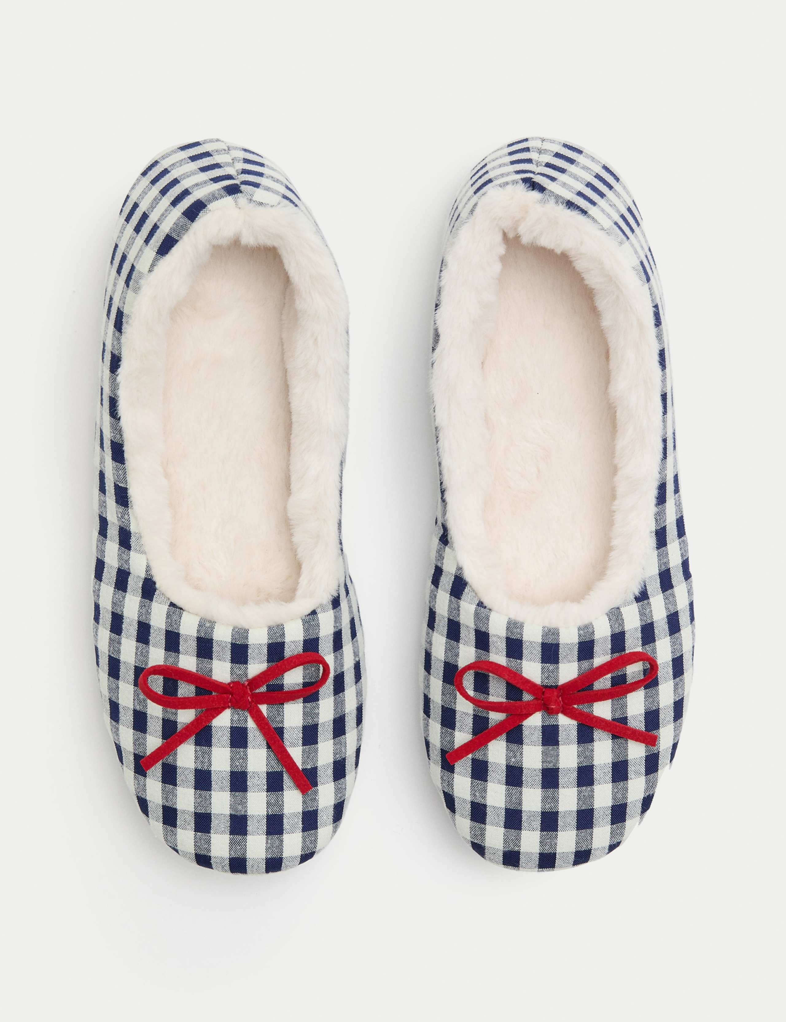 Gingham Pint Faux Fur Lined Ballet Slippers 2 of 3