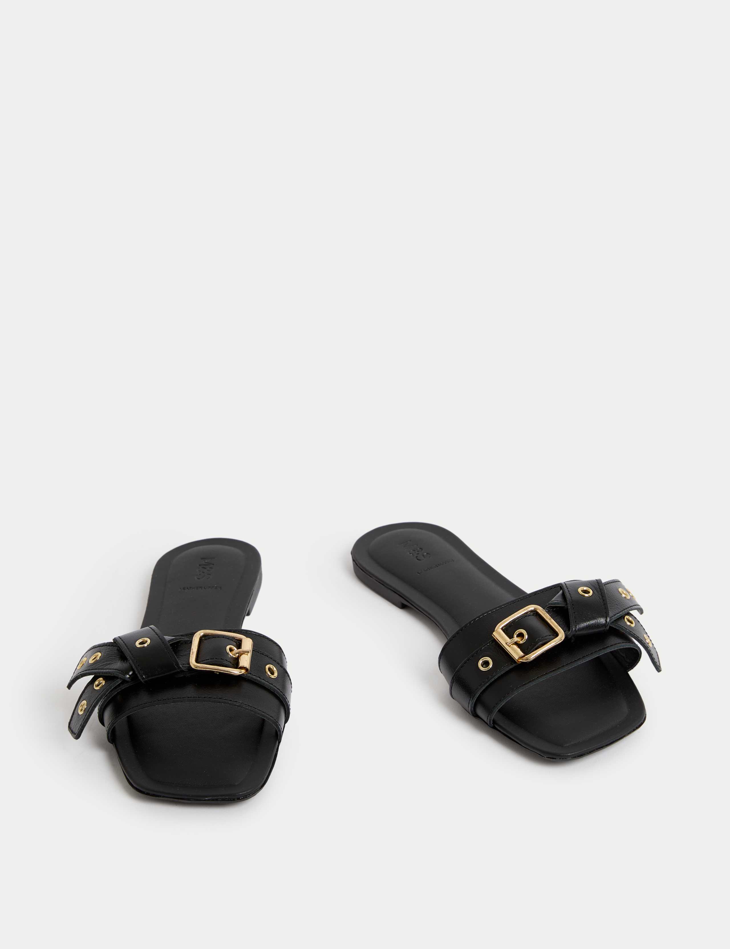 Leather Buckle Flat Mule Sandals 2 of 3