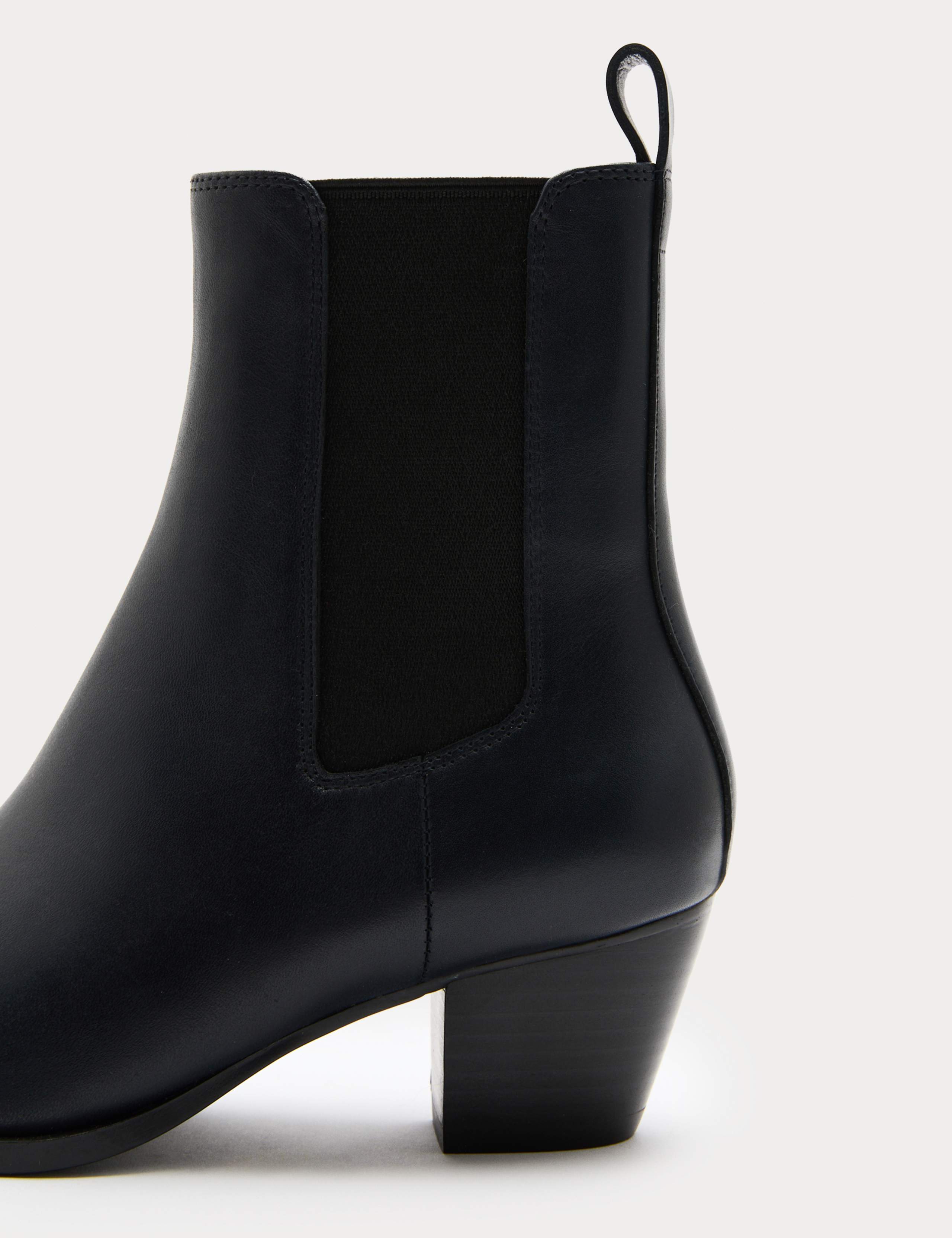 Leather Chelsea Block Heel Ankle Boots 3 of 4