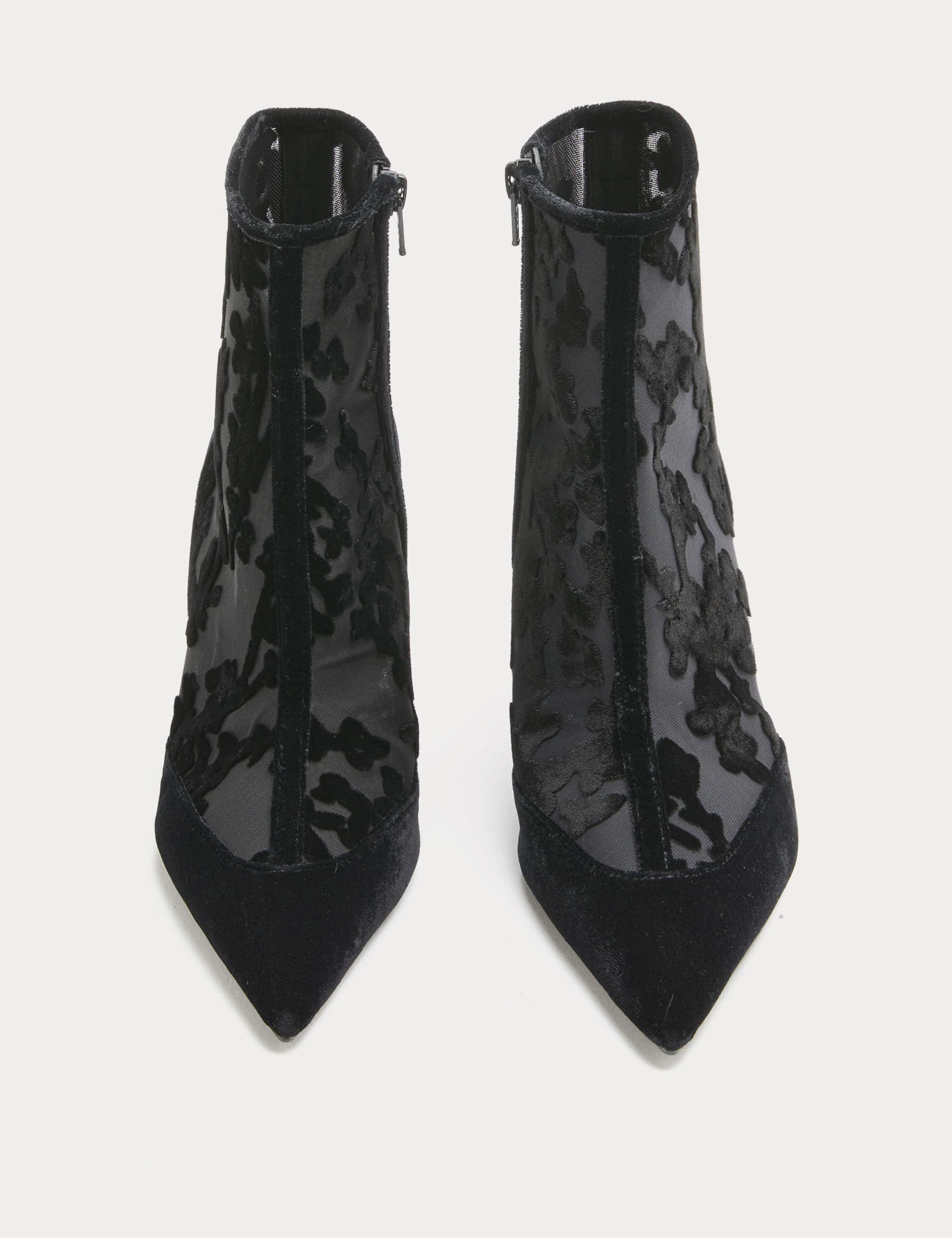 Mesh Floral Stiletto Heel Pointed Ankle Boots 2 of 3