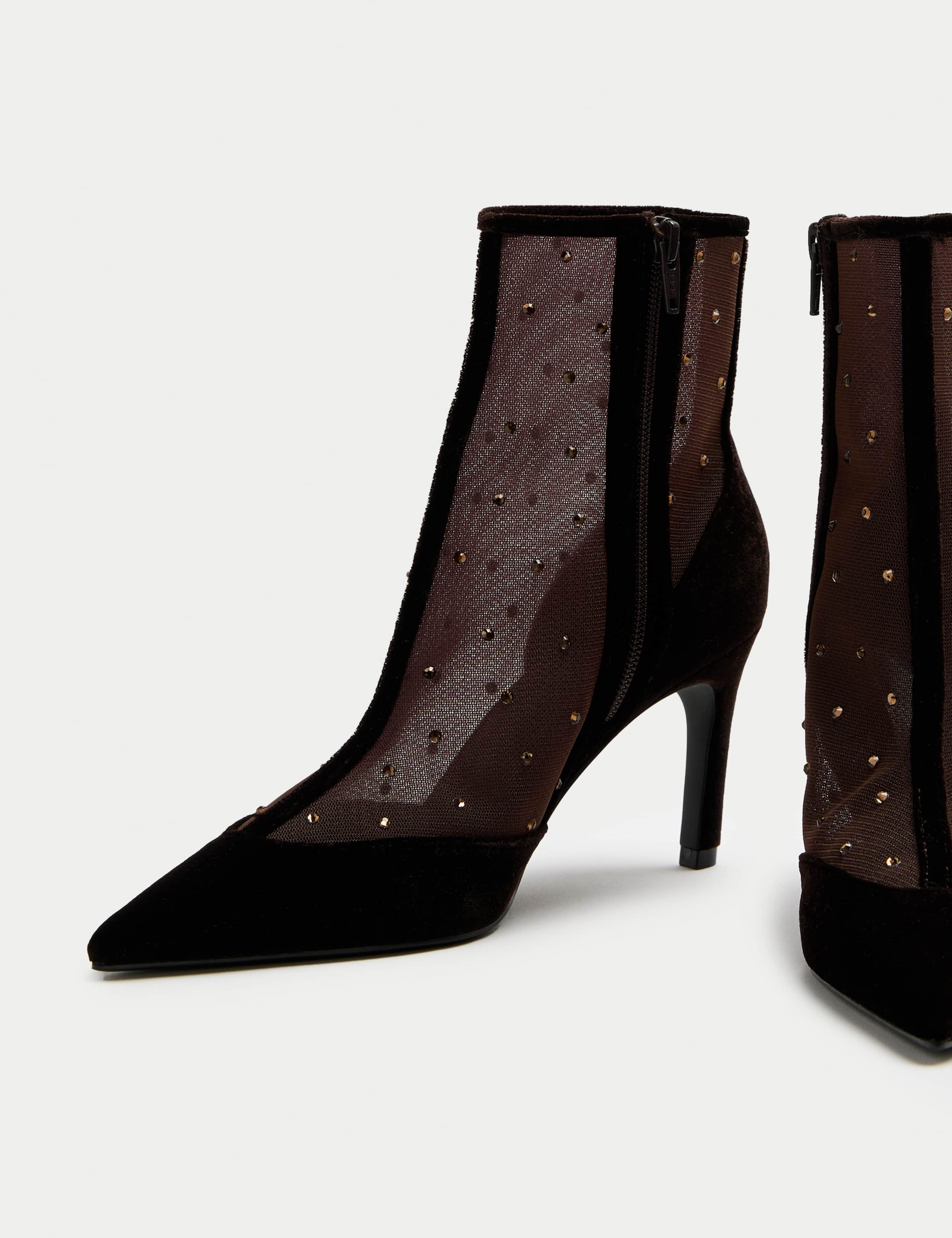 Mesh Heeled Ankle Boots 1 of 3