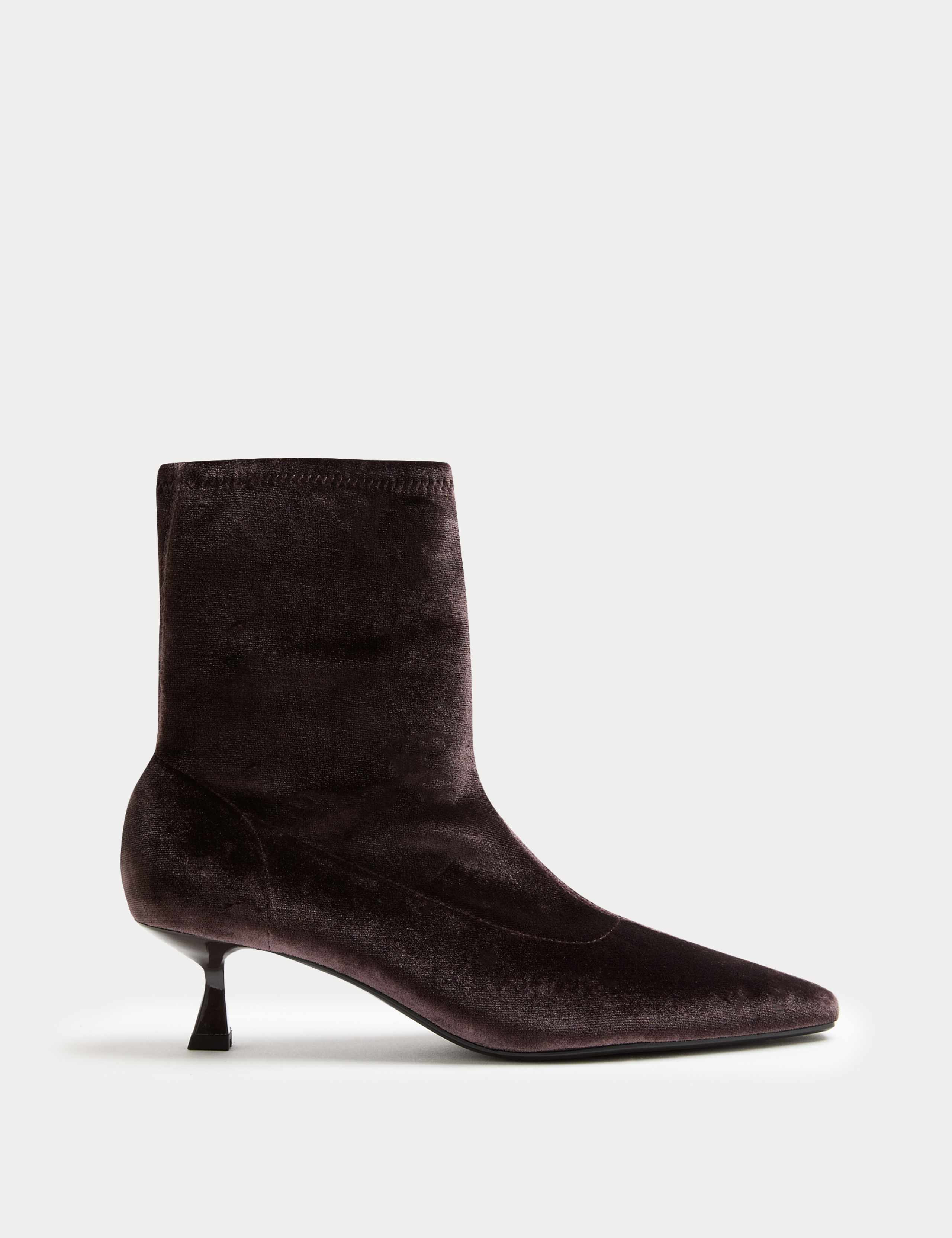 Velvet Kitten Heel Pointed Sock Boots 2 of 4