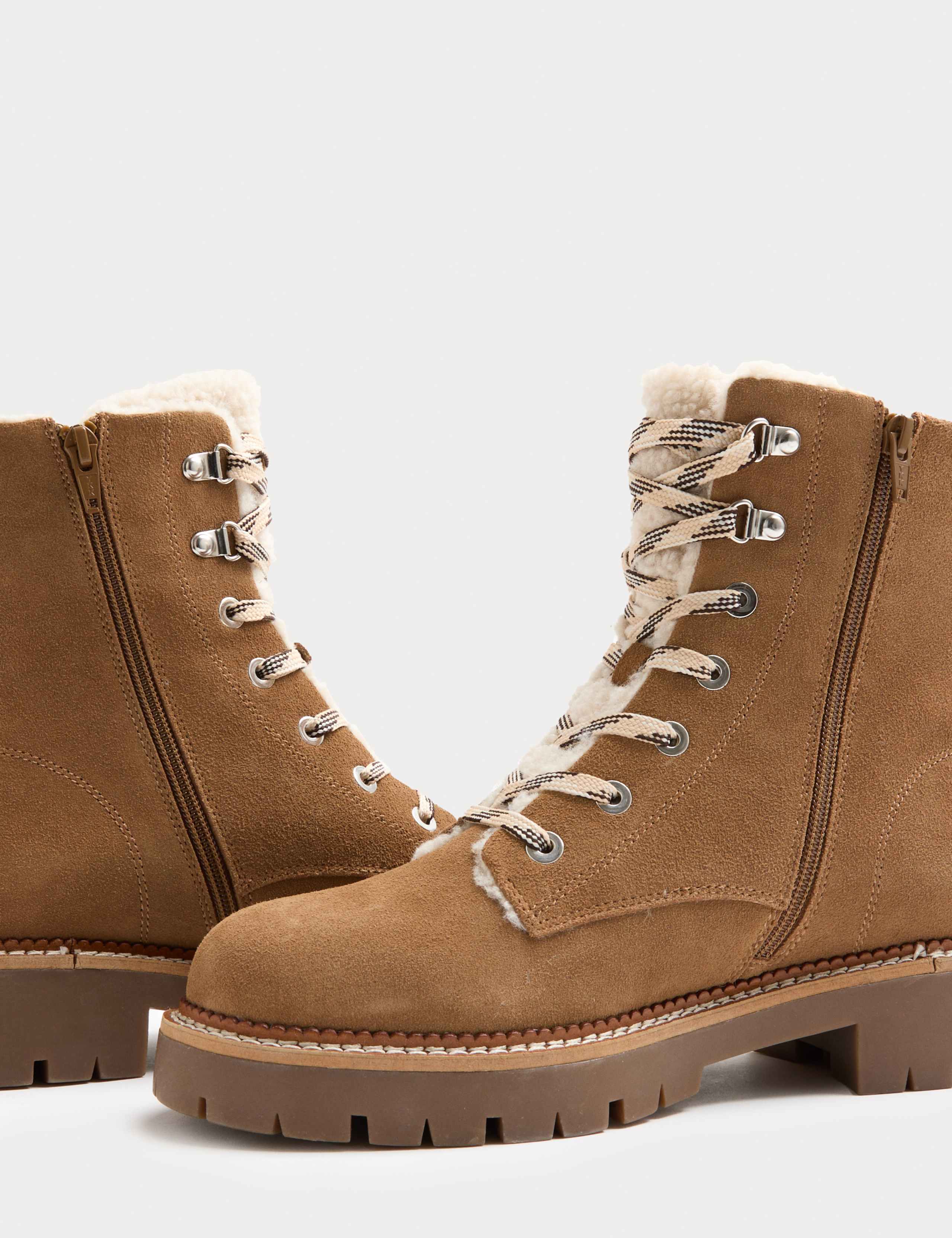 Suede Borg Lined Block Heel Winter Boots 3 of 3