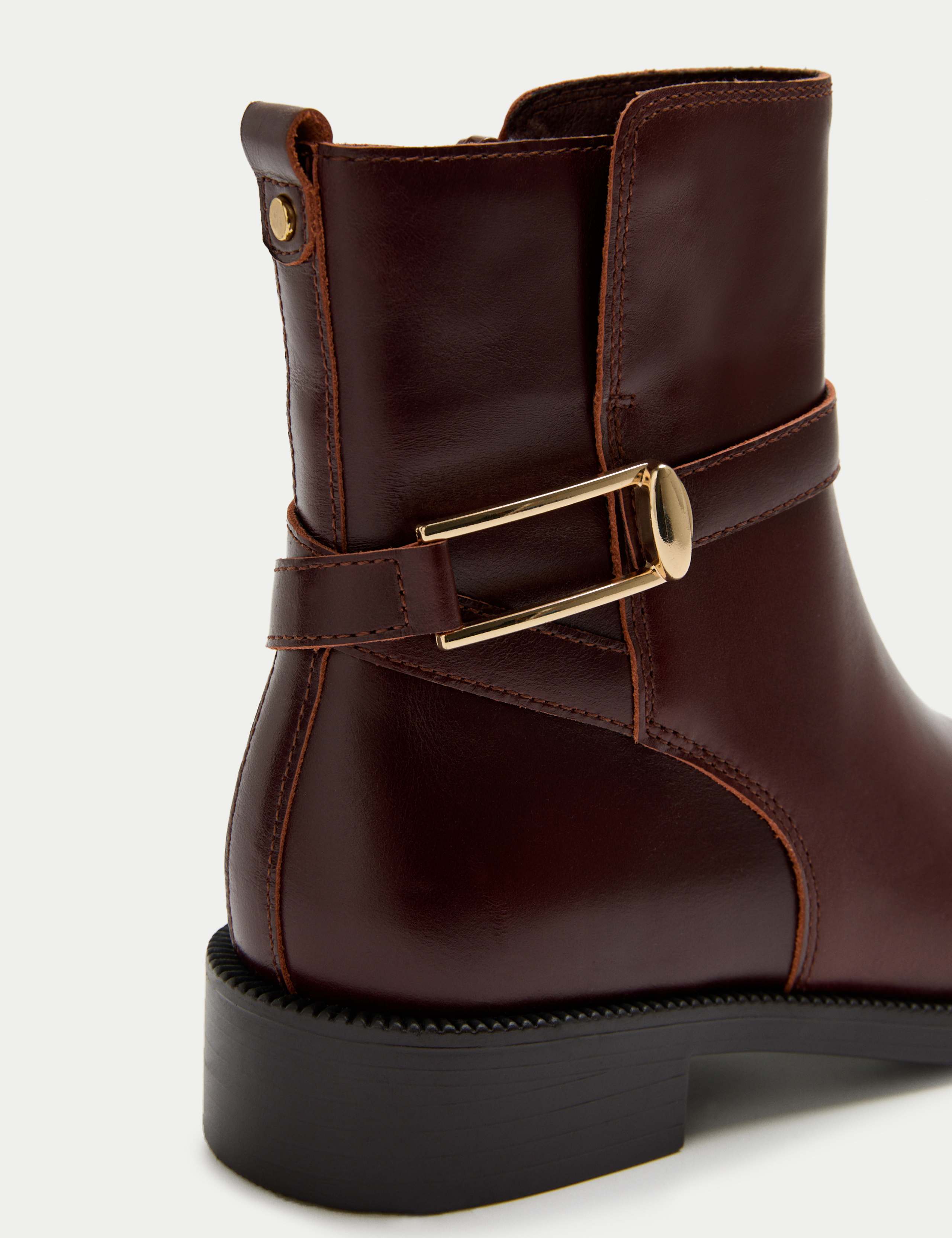 Leather Buckle Block Heel Ankle Boots 3 of 3