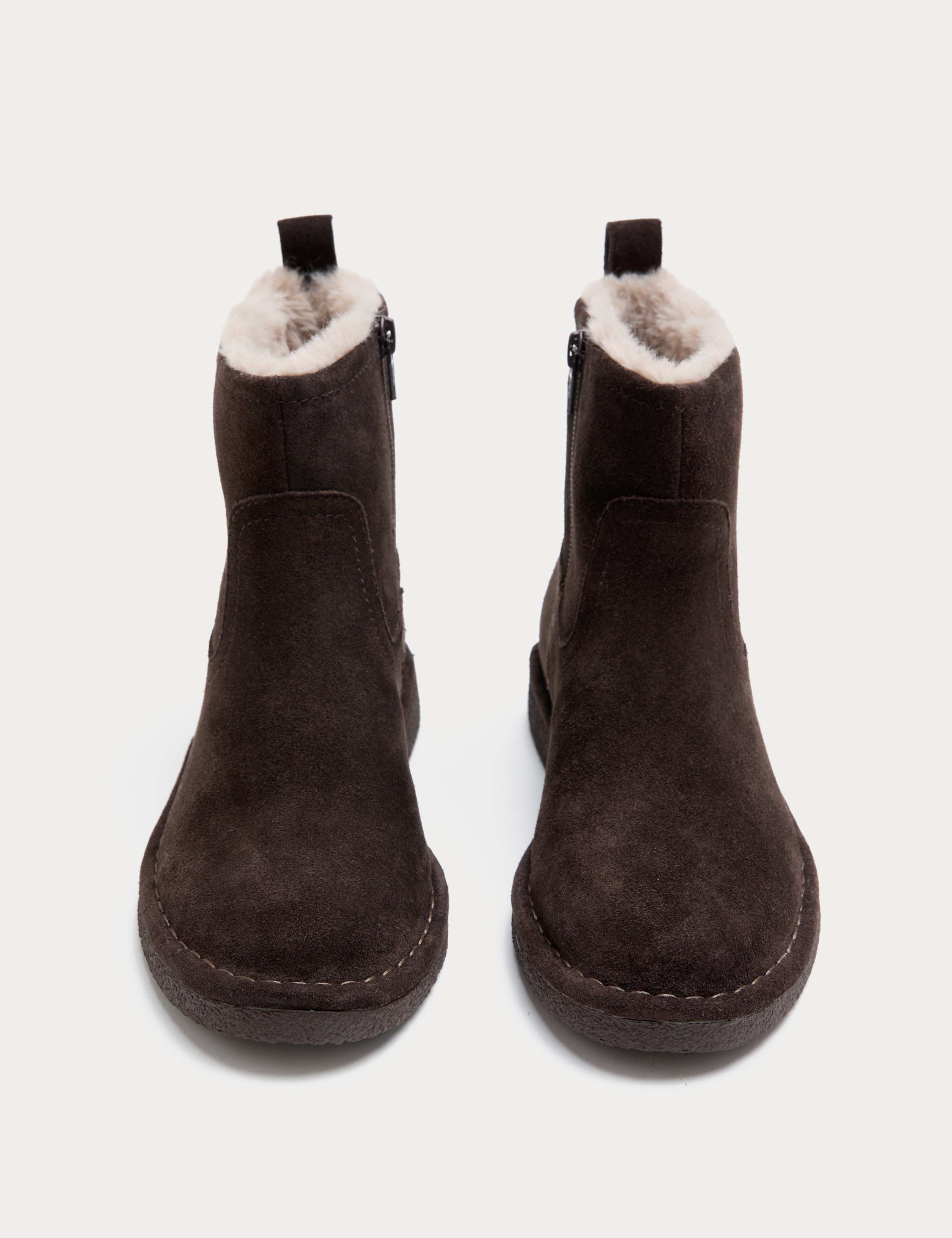 Suede Faux Fur Lining Flat Ankle Boots 2 of 3