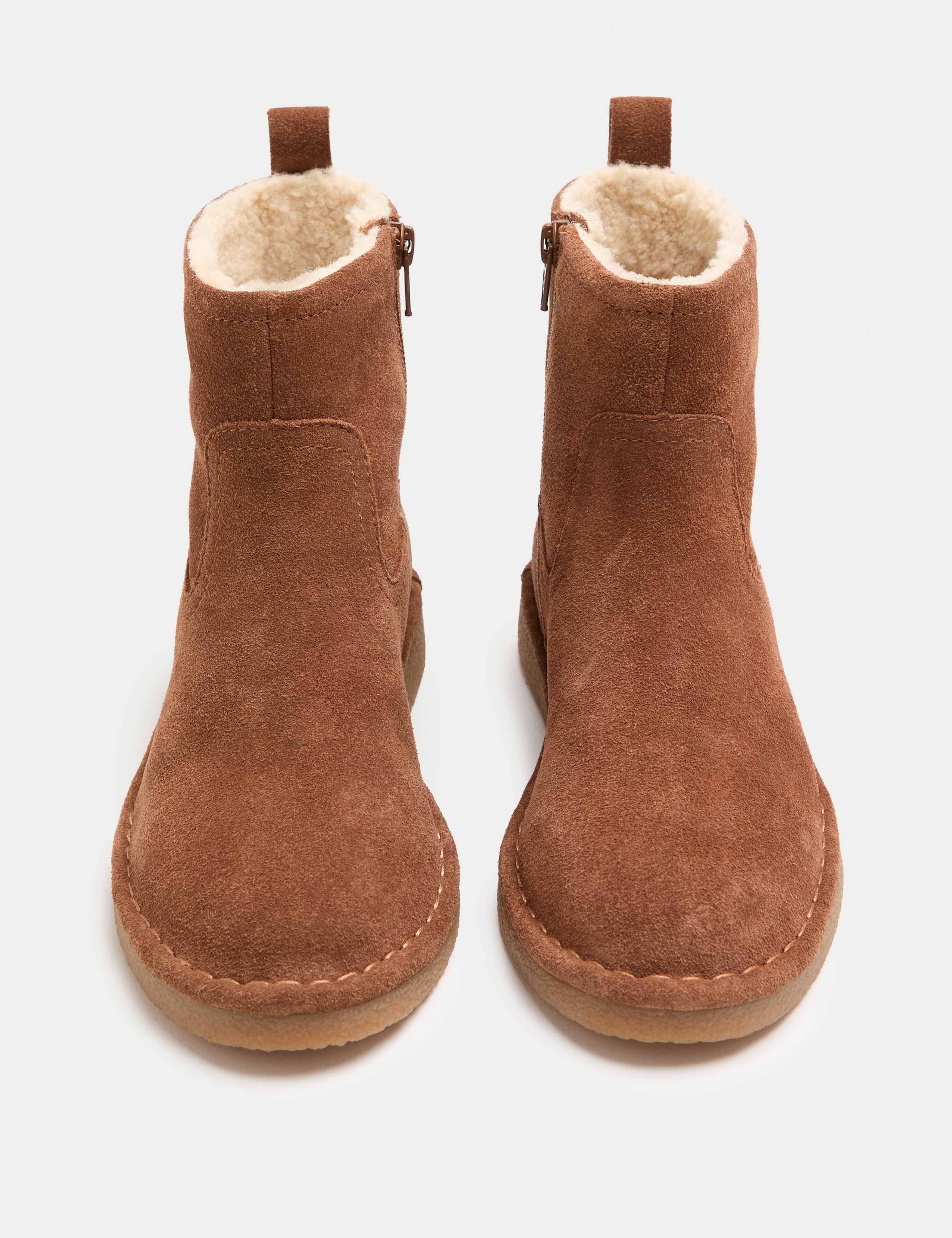 Wide Fit Suede Faux Fur Lining Flat Ankle Boots 3 of 4