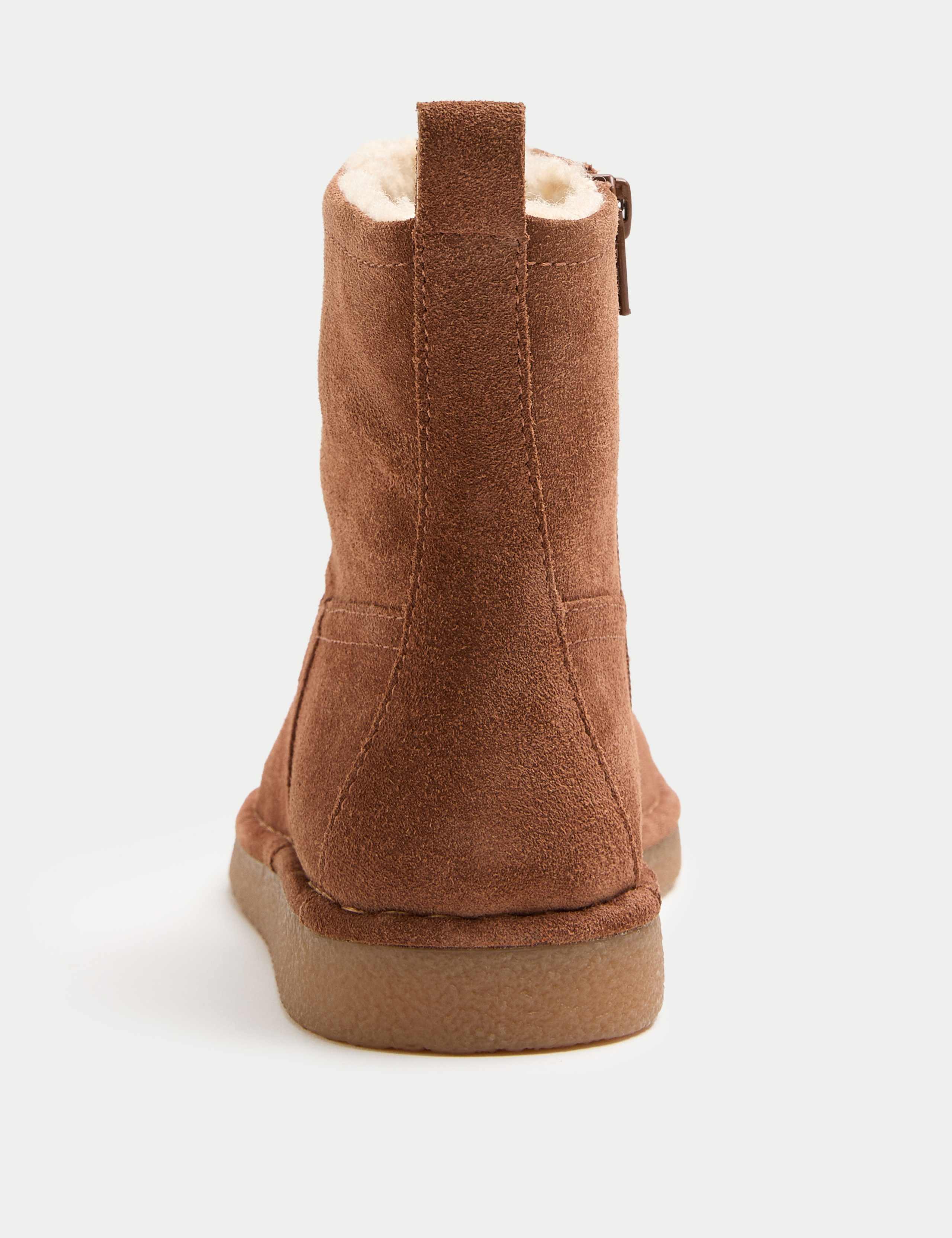 Wide Fit Suede Faux Fur Lining Flat Ankle Boots 4 of 4