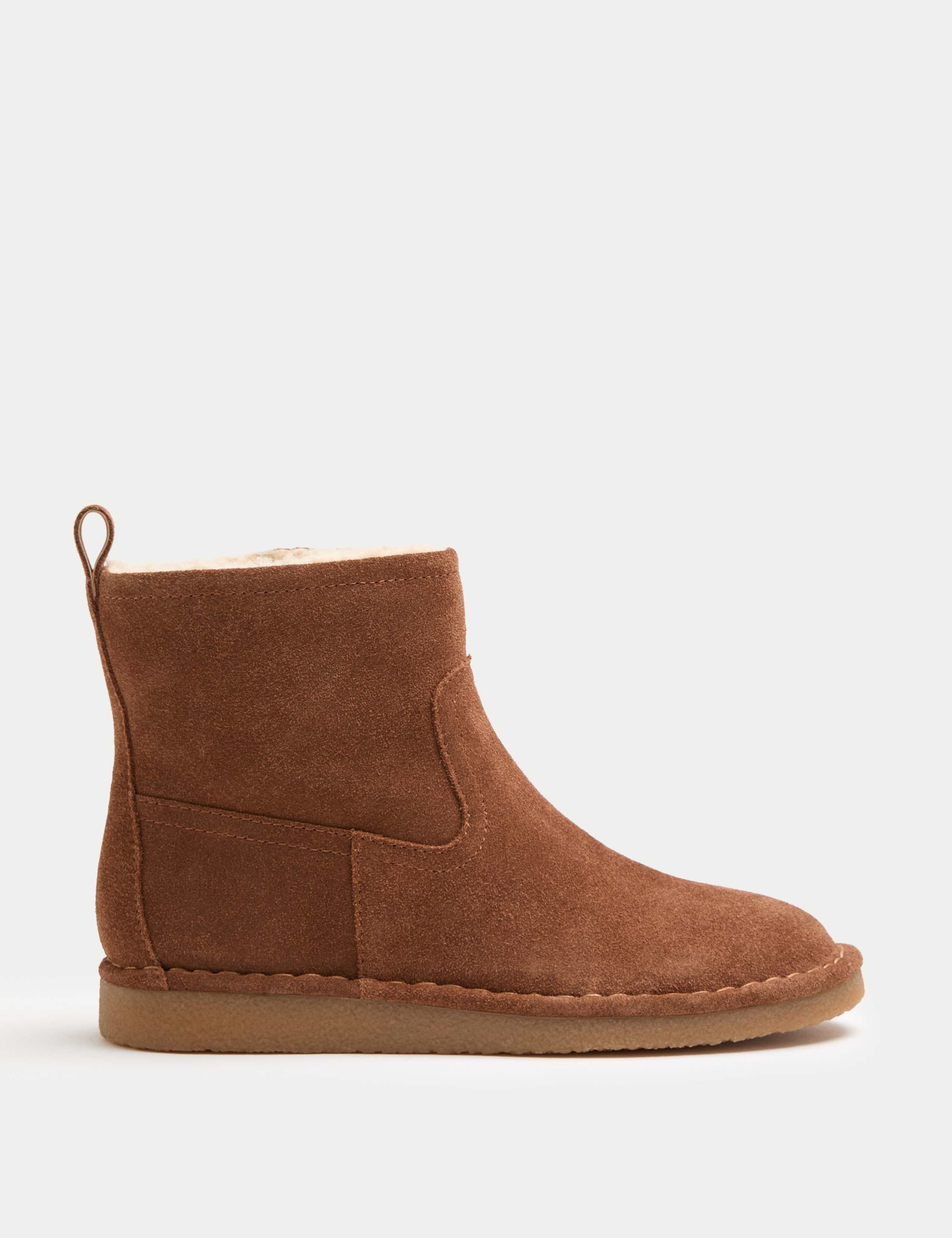 Suede Faux Fur Lining Flat Ankle Boots 2 of 4
