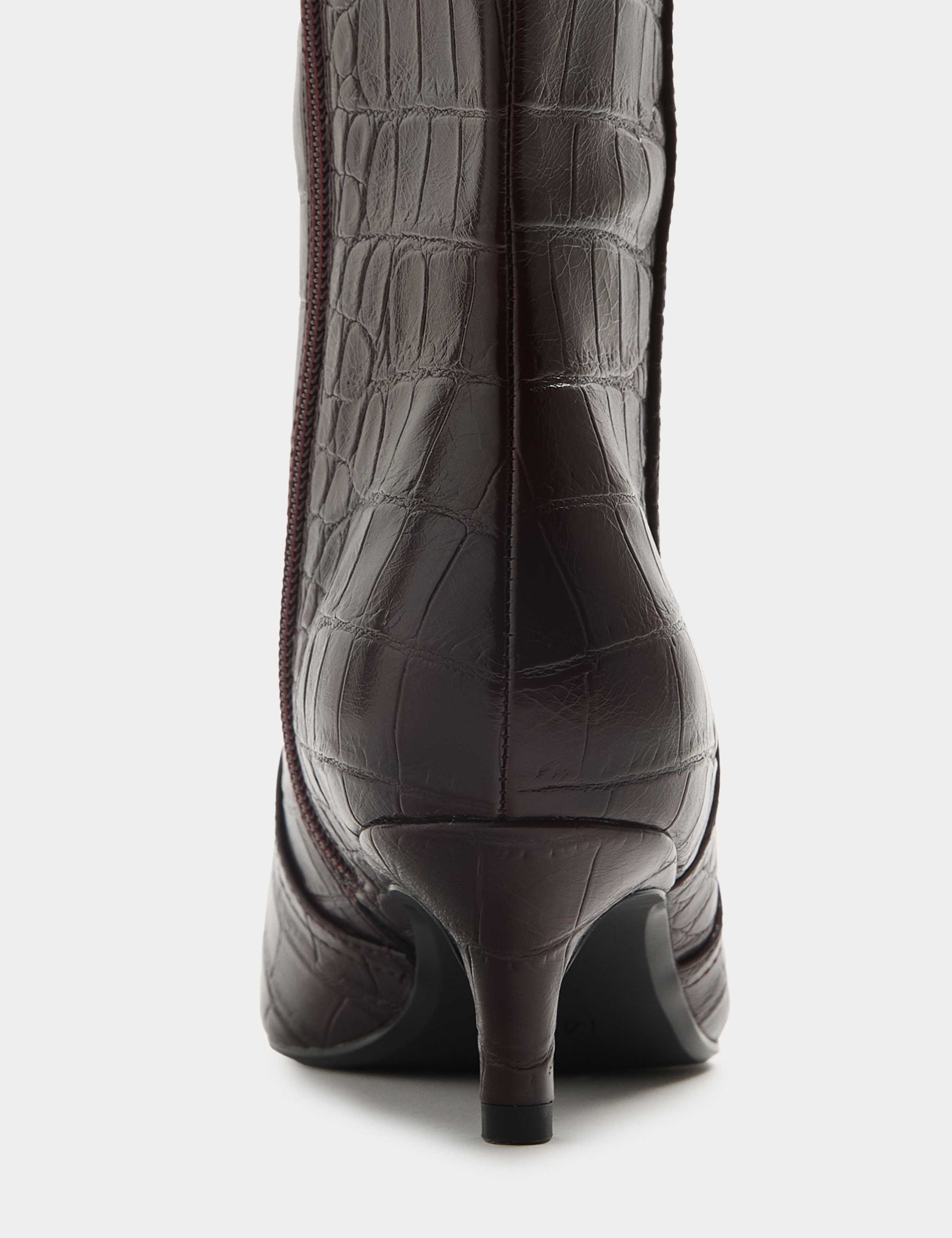 Croc Kitten Heel Knee High Boots 3 of 3