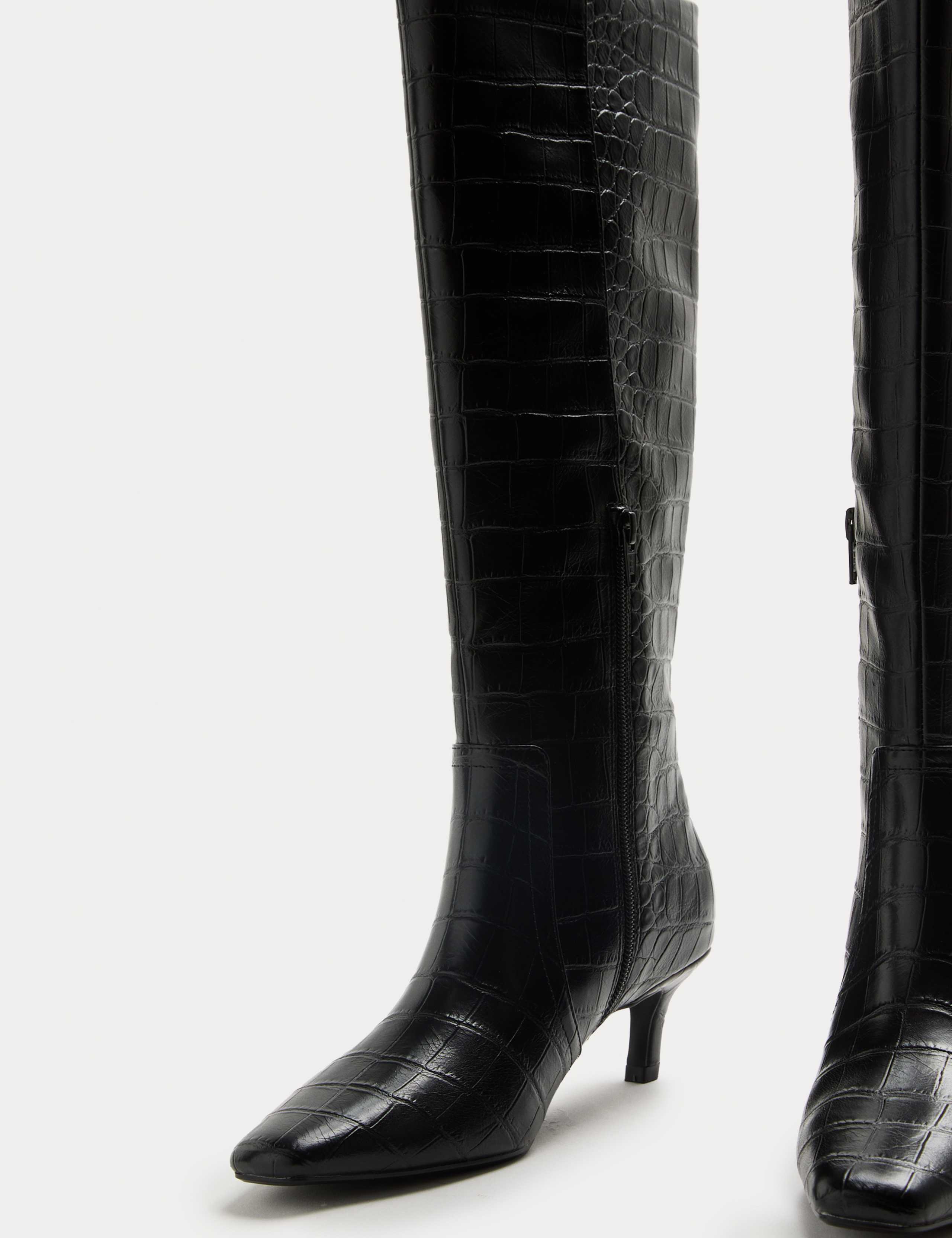 Croc Kitten Heel Knee High Boots 2 of 3