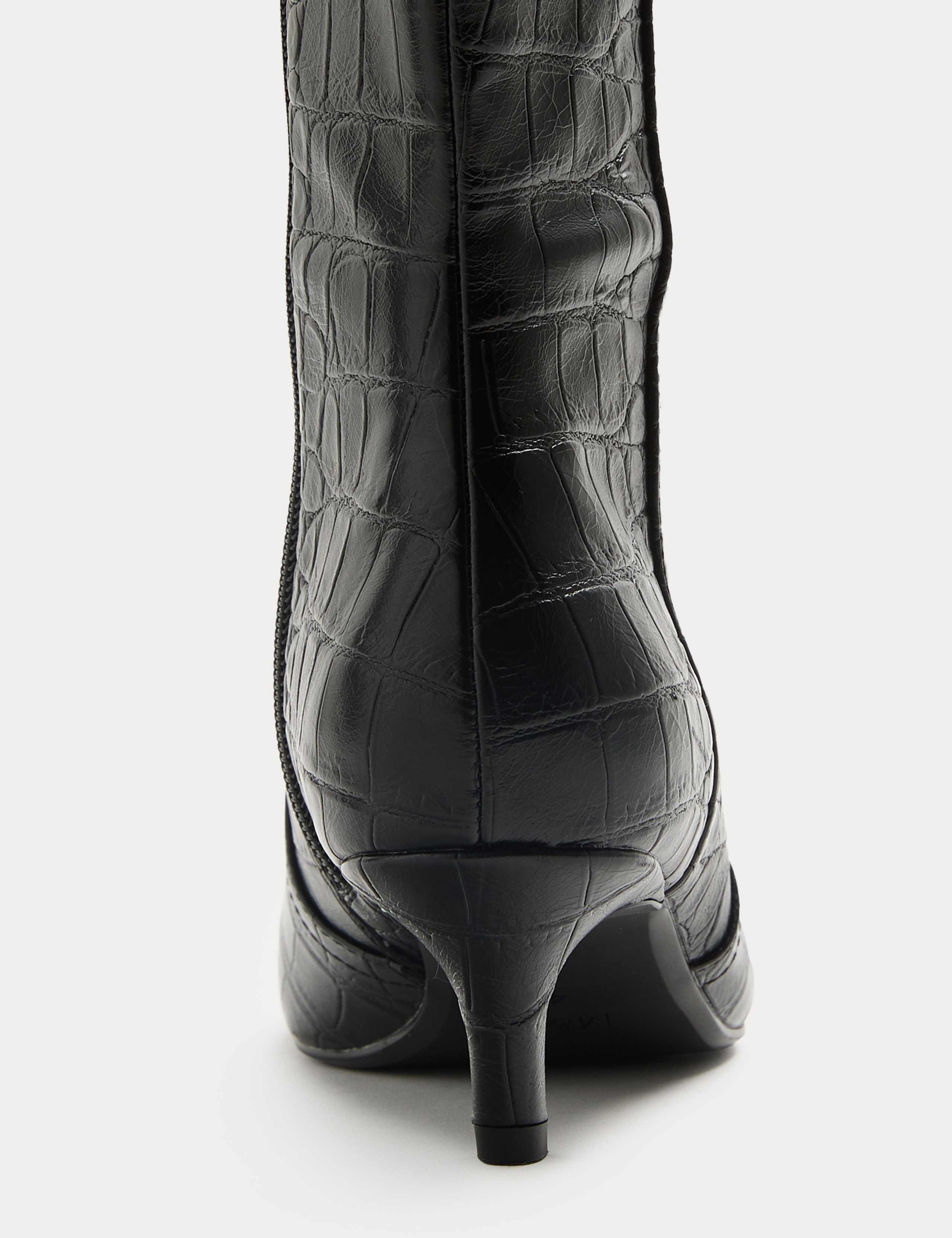 Croc Kitten Heel Knee High Boots 3 of 3