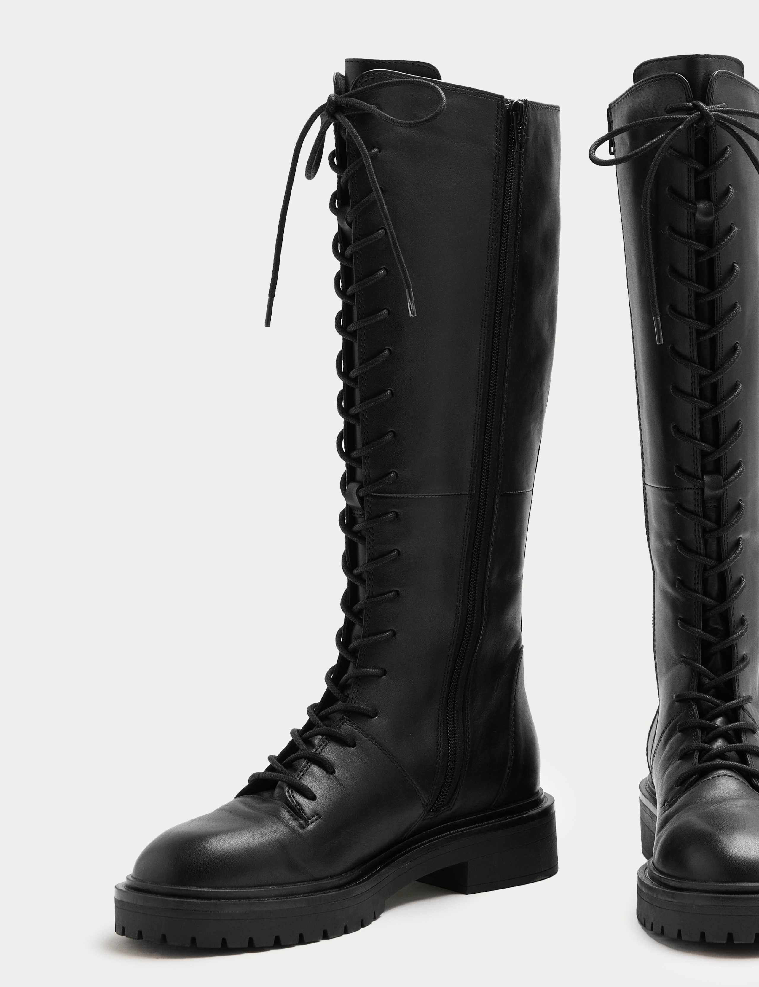 Leather Lace Up Knee High Boots 3 of 3
